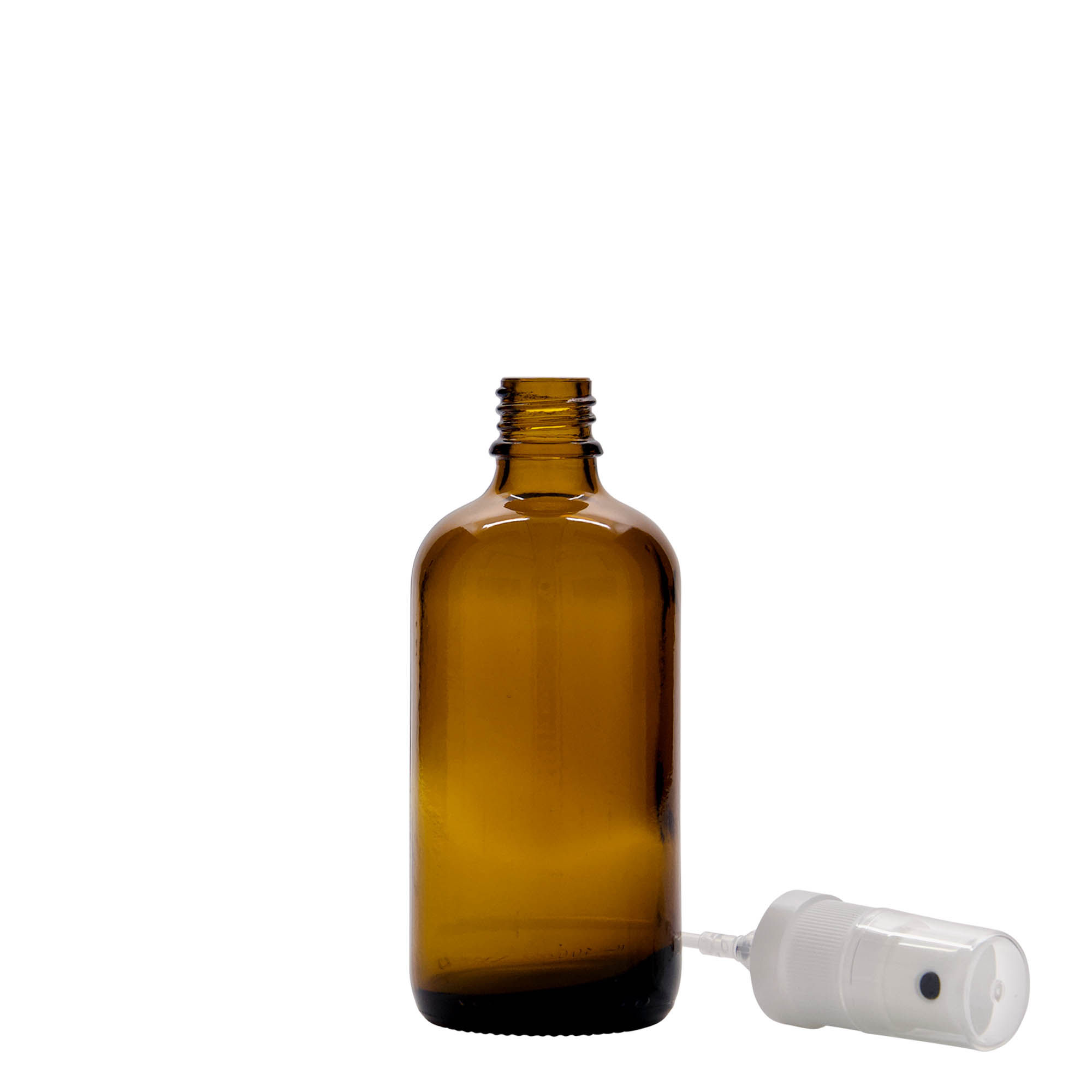 100 ml Frasco pulverizador medicina, vidrio, marrón, boca: DIN 18