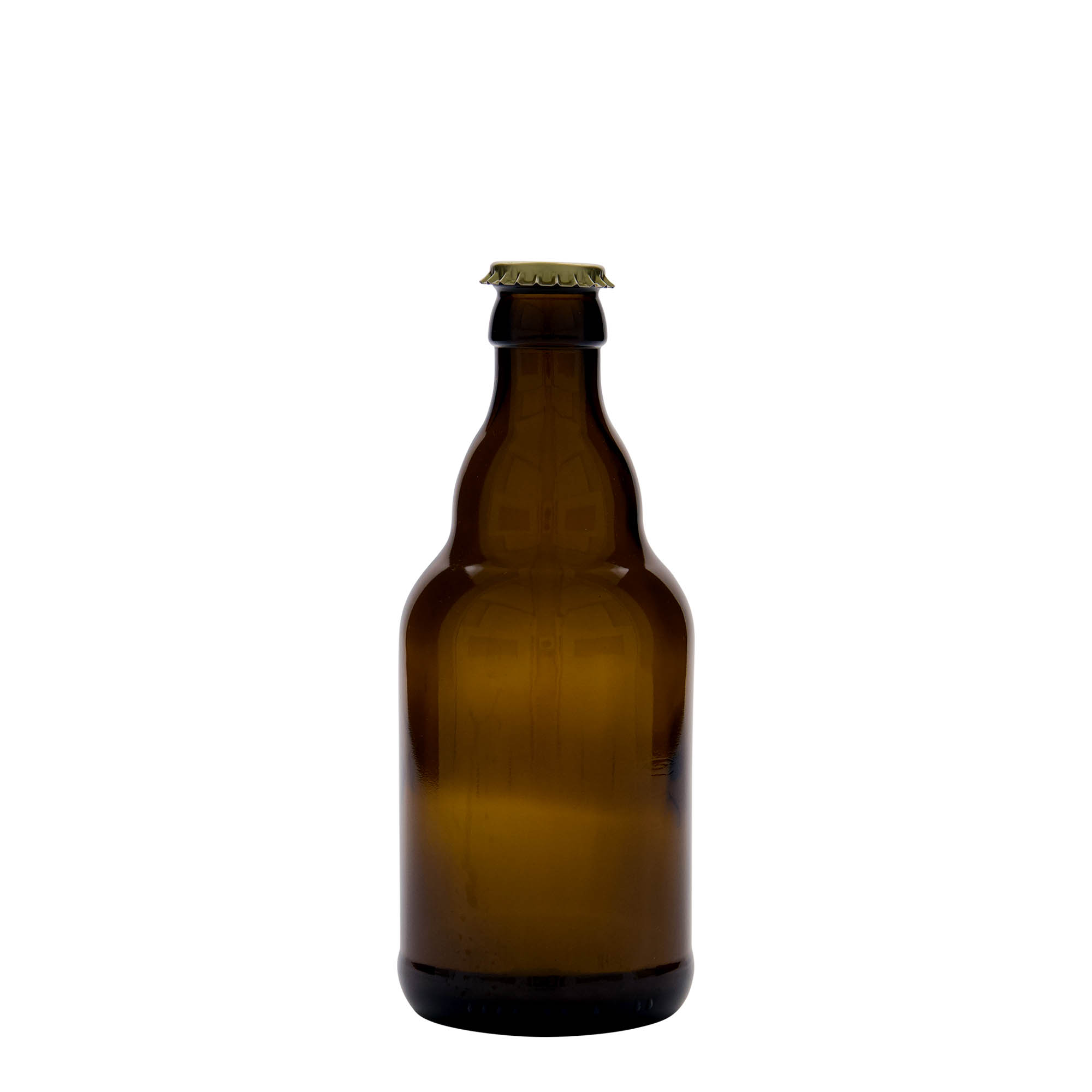 Botella de cerveza de 330 ml 'Steinie', vidrio, marrón, boca: tapón corona