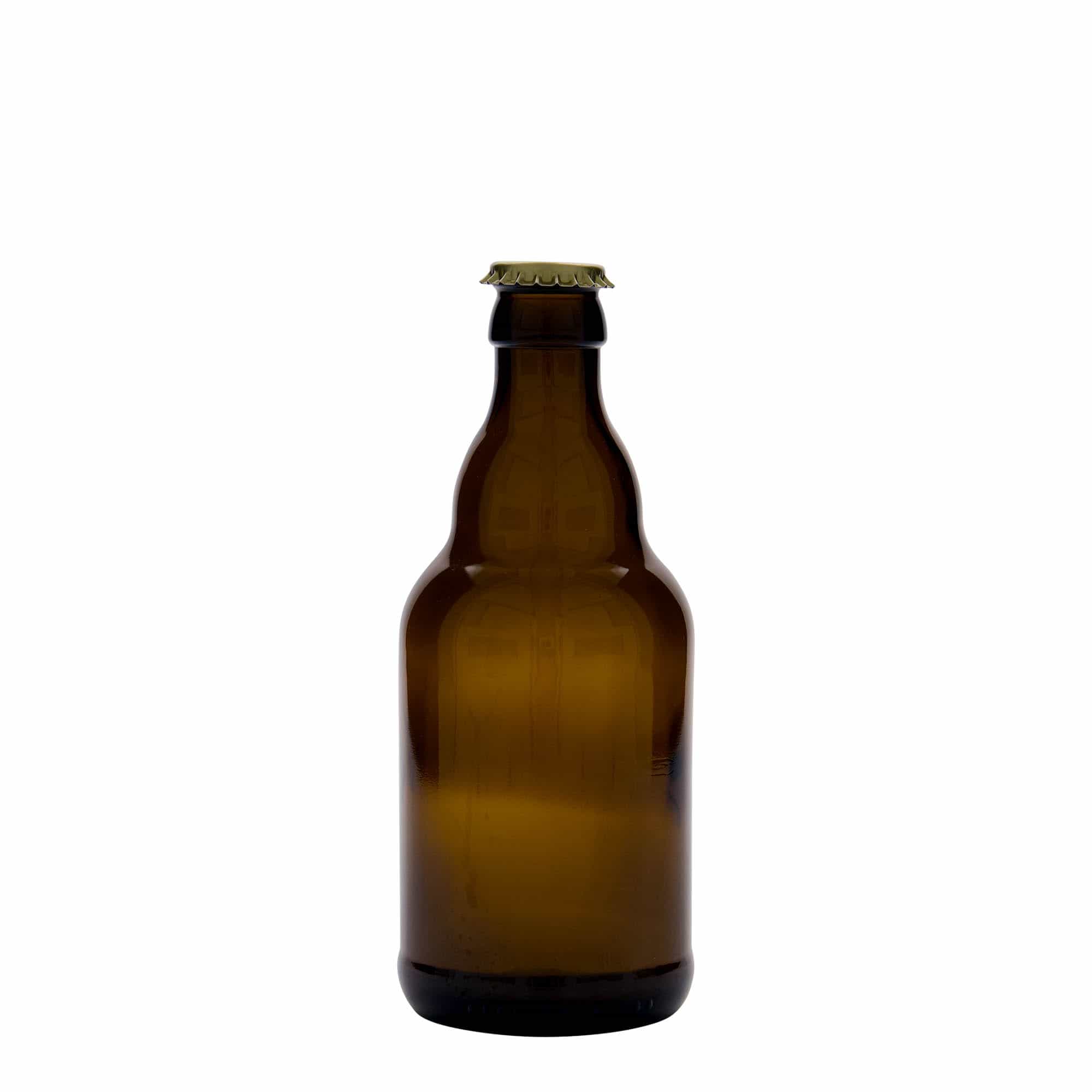 Botella de cerveza de 330 ml 'Steinie', vidrio, marrón, boca: tapón corona