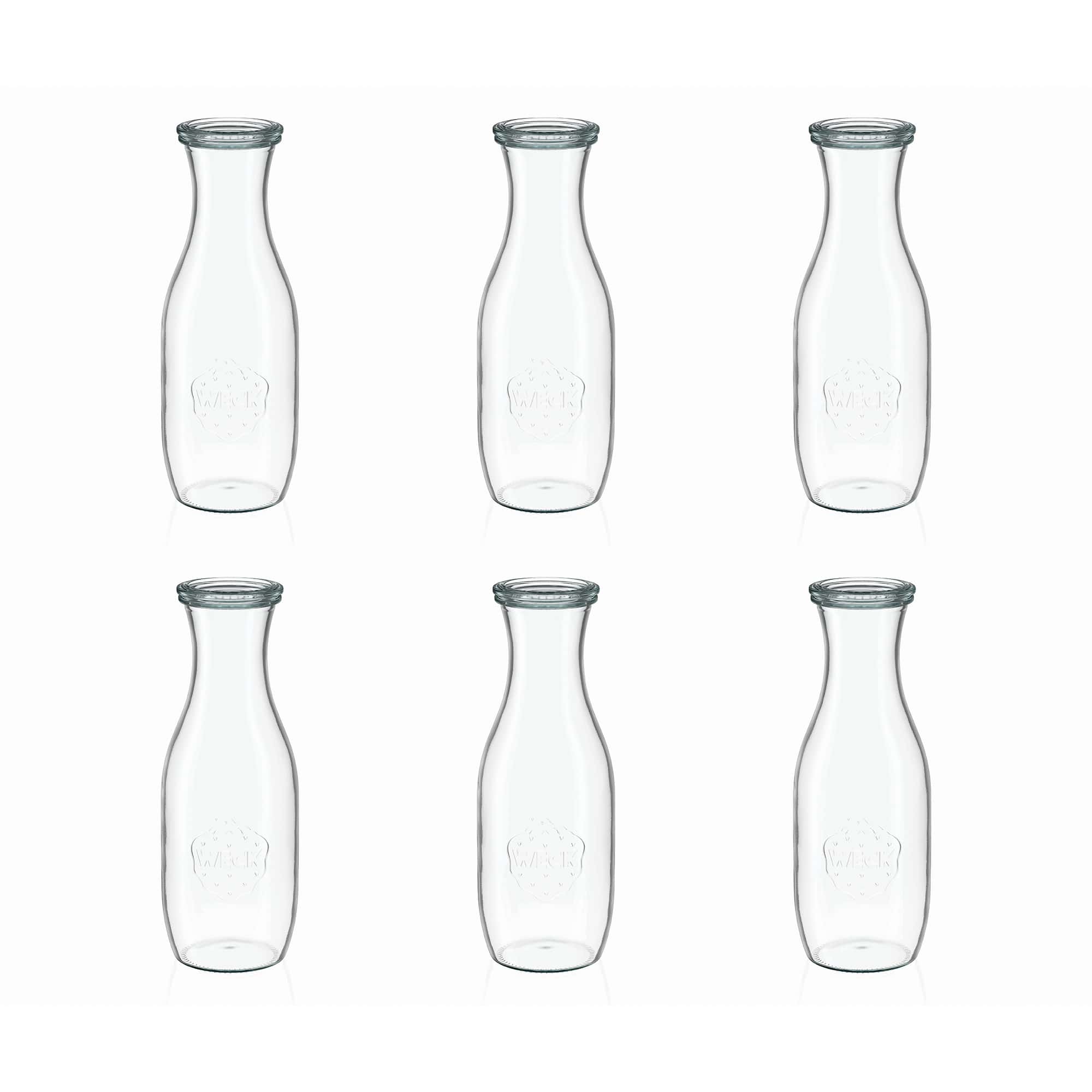 6x 1000 ml botella de zumo WECK con tapa de vidrio RR 60