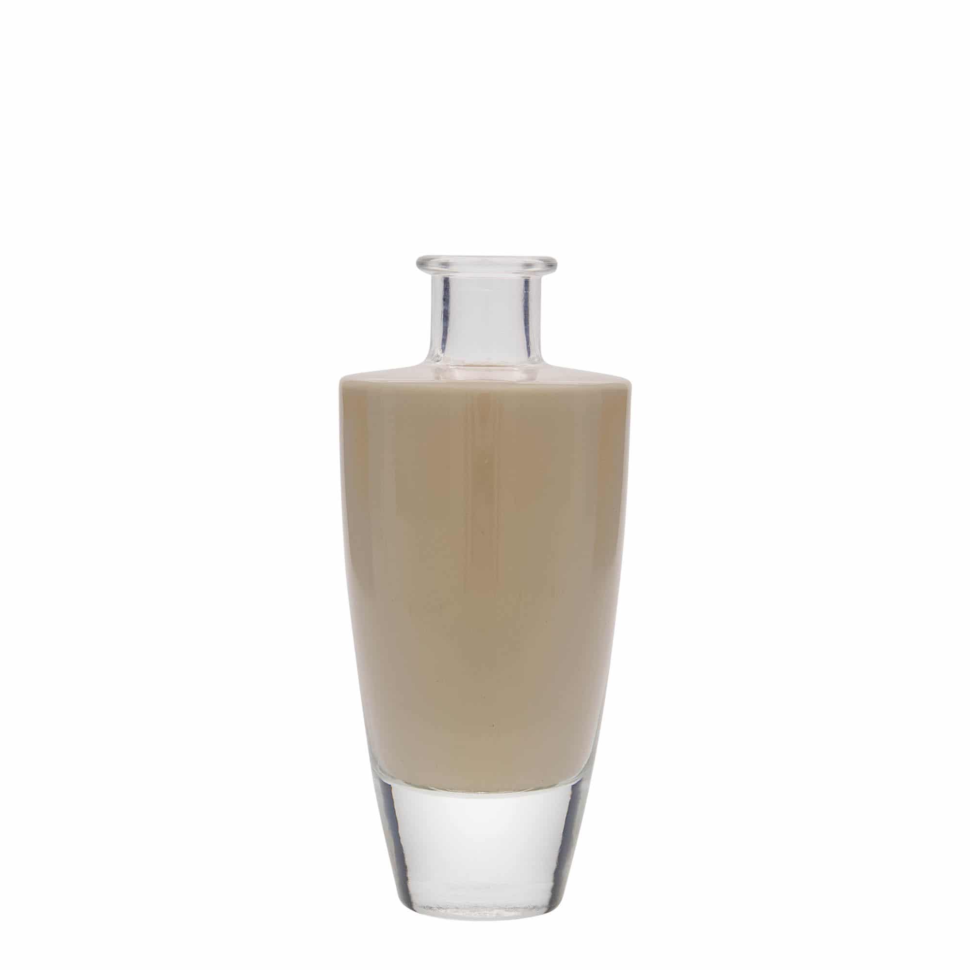 Botella de vidrio 'Vanessa' de 200 ml, ovalada, boca: corcho