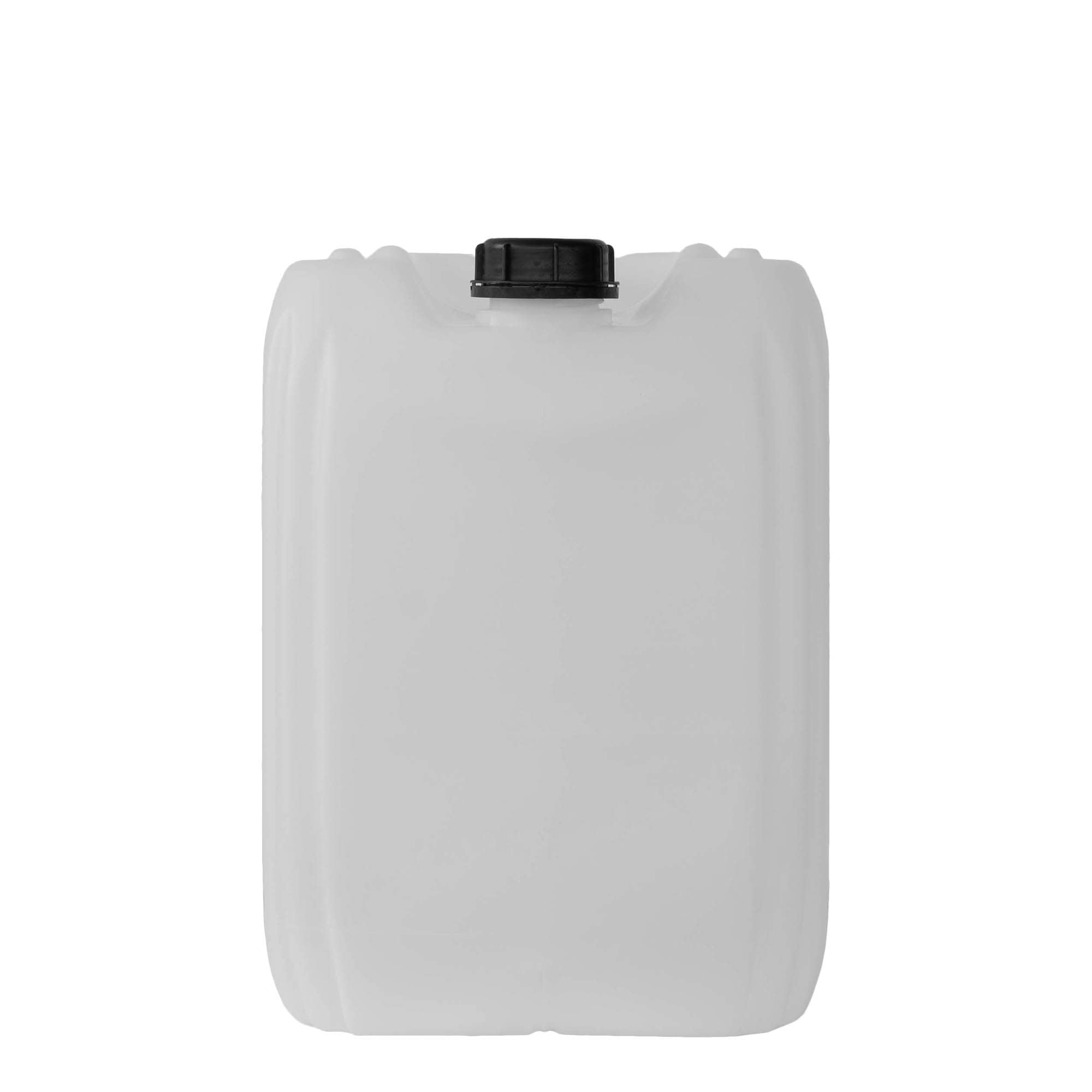 Garrafa de 25 l, rectangular, plástico de HDPE, natural, boca: ND 60