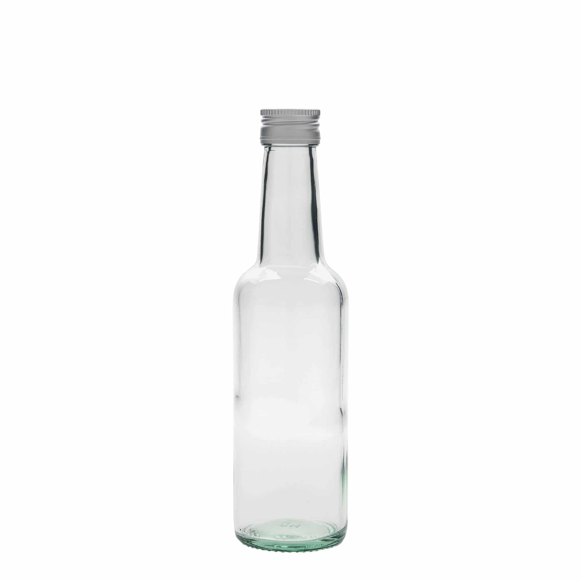 Botella de vidrio de 250 ml con cuello recto, boca: PP 28 Botella de vidrio de 250 ml con cuello recto, boca: PP 28