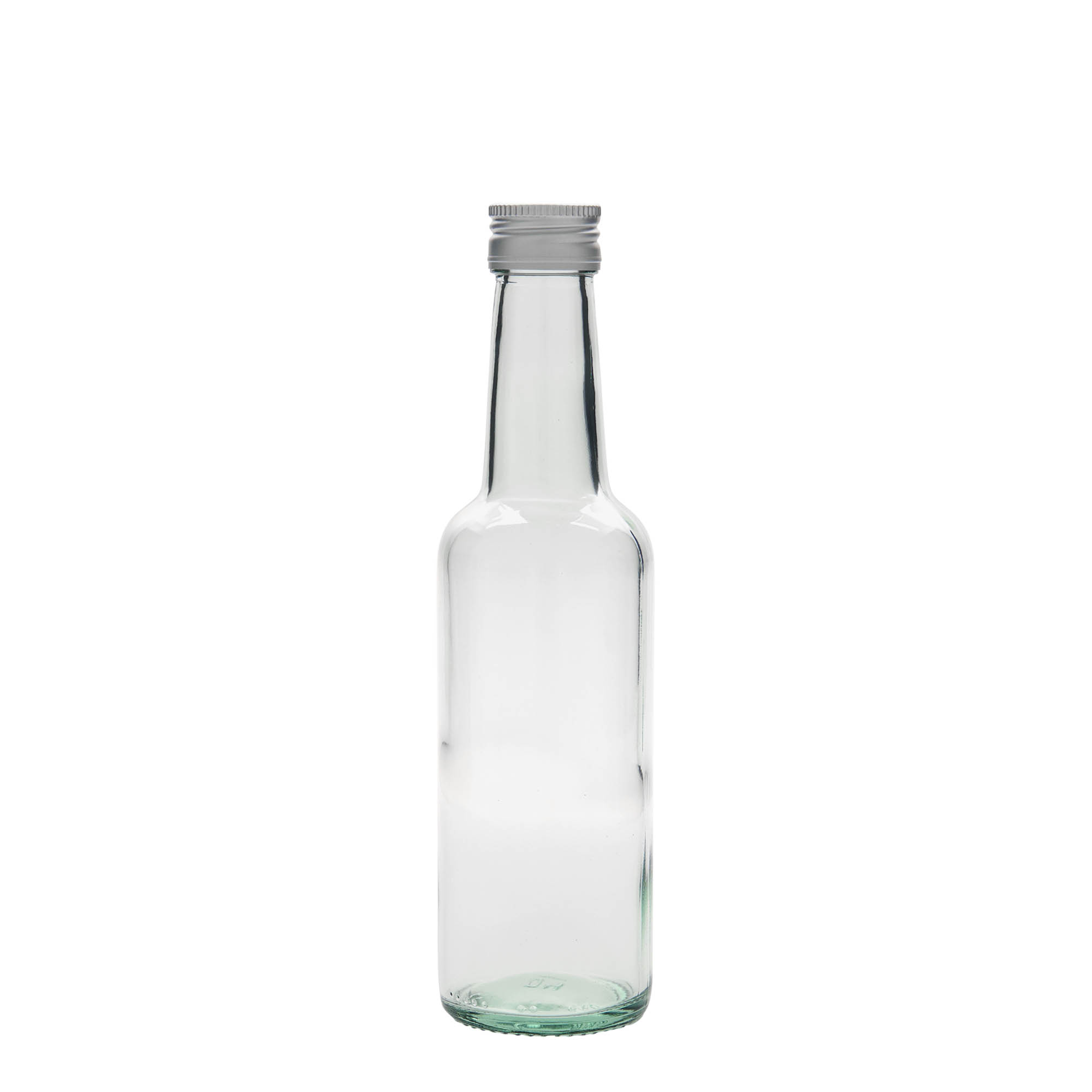 Botella de vidrio de 250 ml con cuello recto, boca: PP 28 Botella de vidrio de 250 ml con cuello recto, boca: PP 28