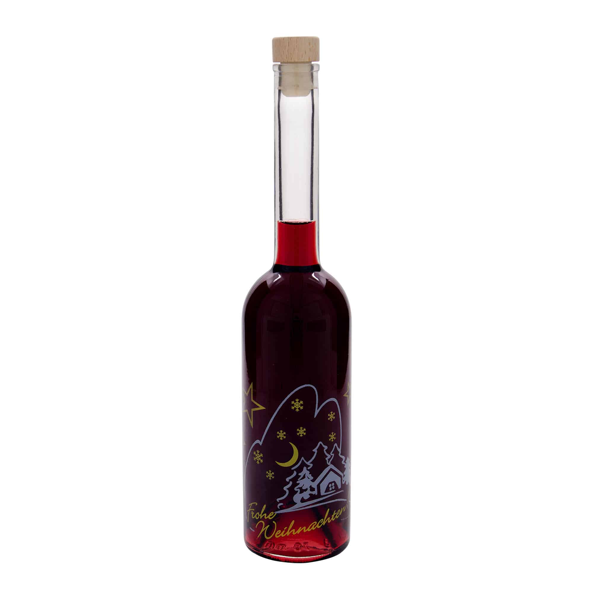 Botella de vidrio 'Opera' de 500 ml, motivo: idilio navideño, boca: corcho