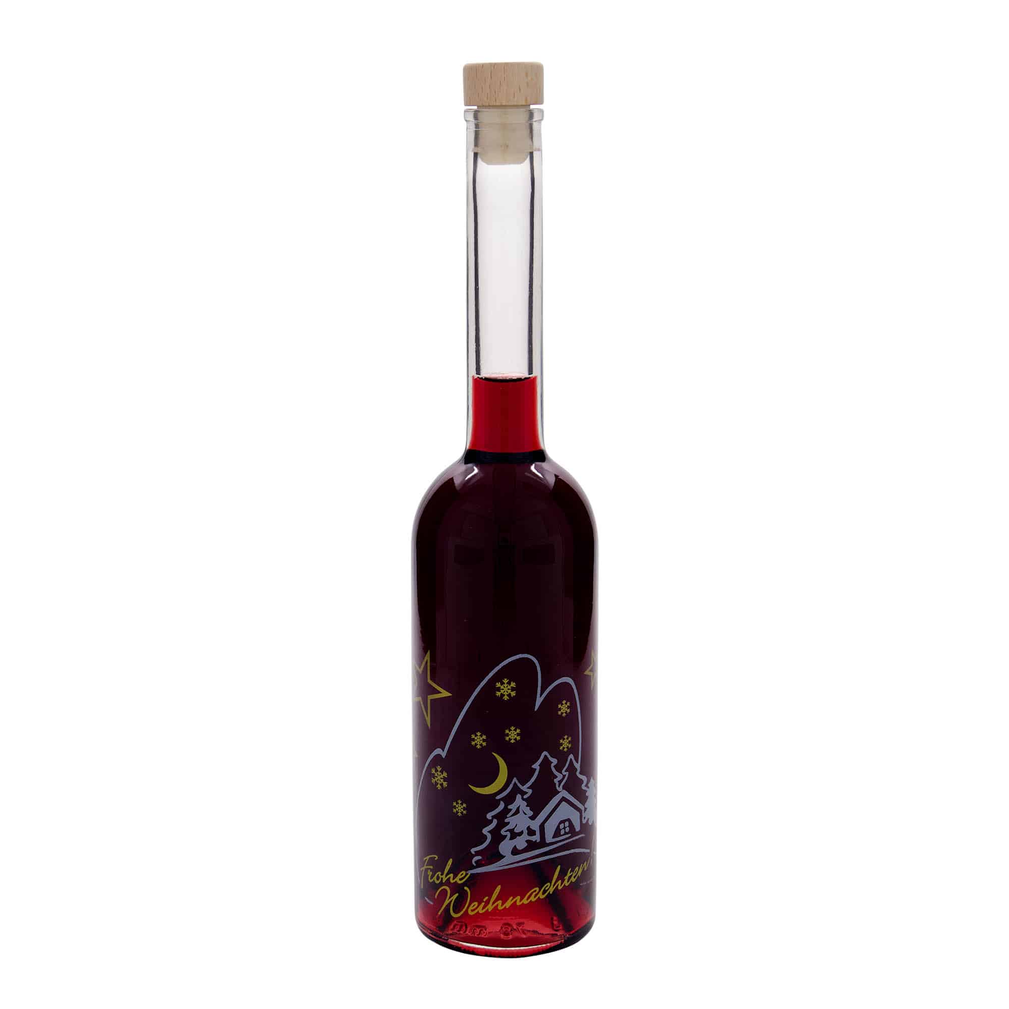 Botella de vidrio de 500 ml 'Opera', motivo: idilio navideño, boca: corcho