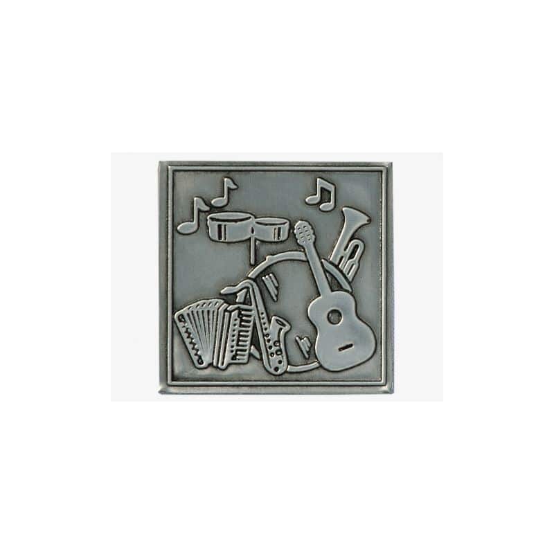 Etiqueta de estaño 'Música', cuadrada, metal, plateado Etiqueta de estaño 'Música', cuadrada, metal, plateado