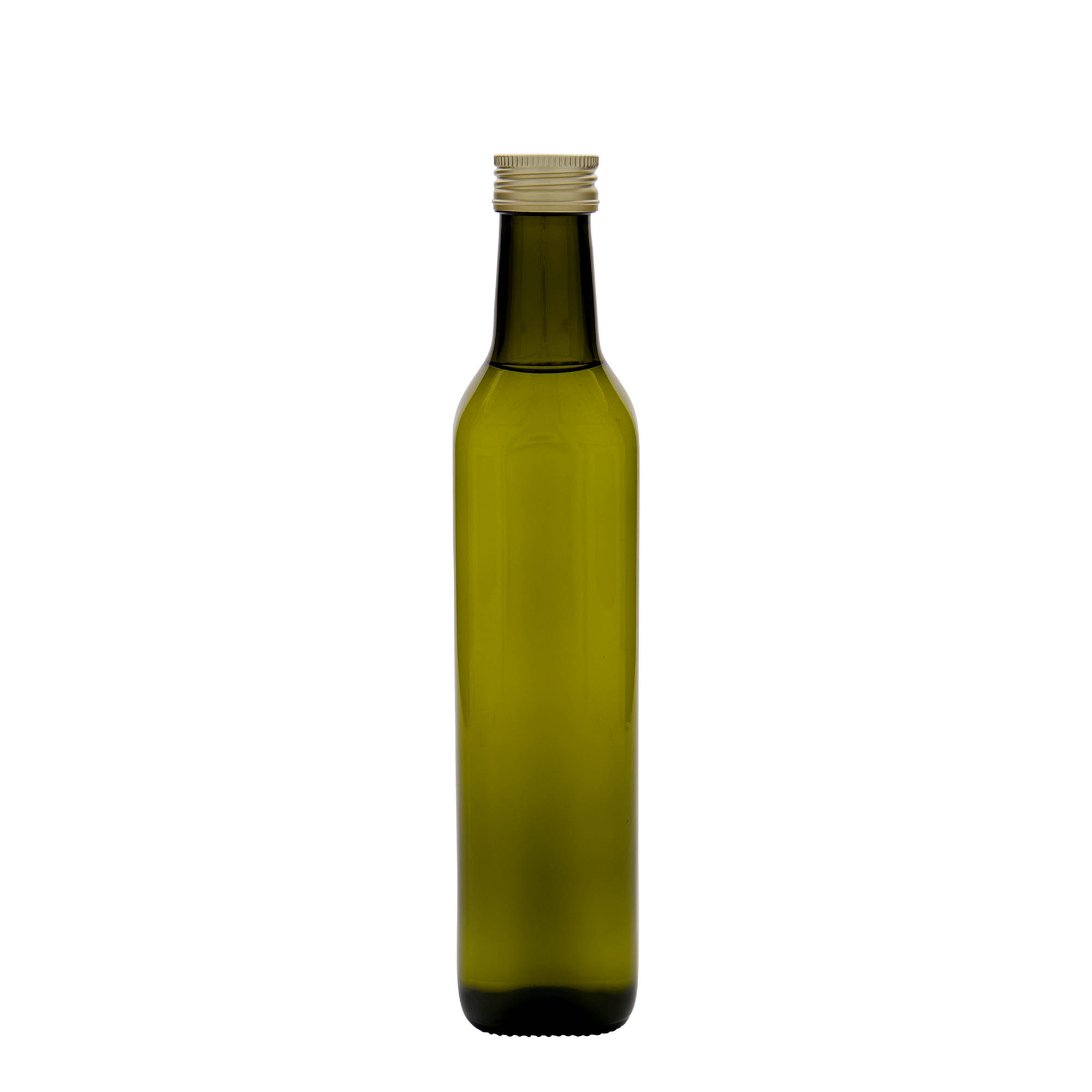 Botella de vidrio de 500 ml 'Marasca', cuadrada, verde antiguo, boca: PP 31,5 Botella de vidrio de 500 ml 'Marasca', cuadrada, verde antiguo, boca: PP 31,5