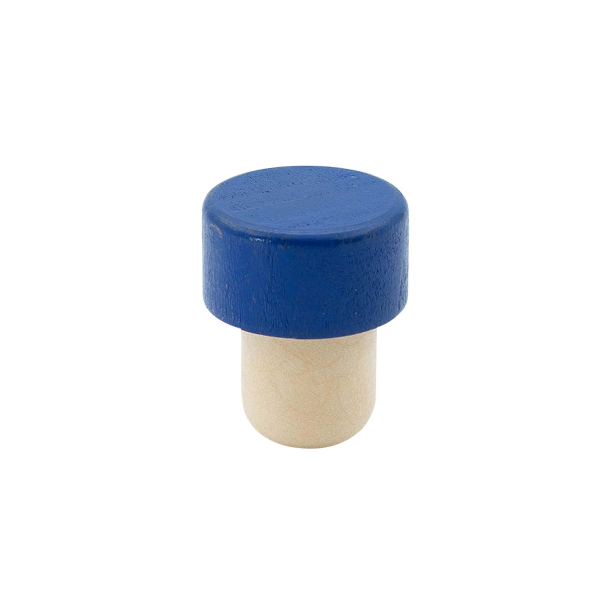 Tapón de corcho con asa 19 mm, madera/plástico, azul, para boca: corcho