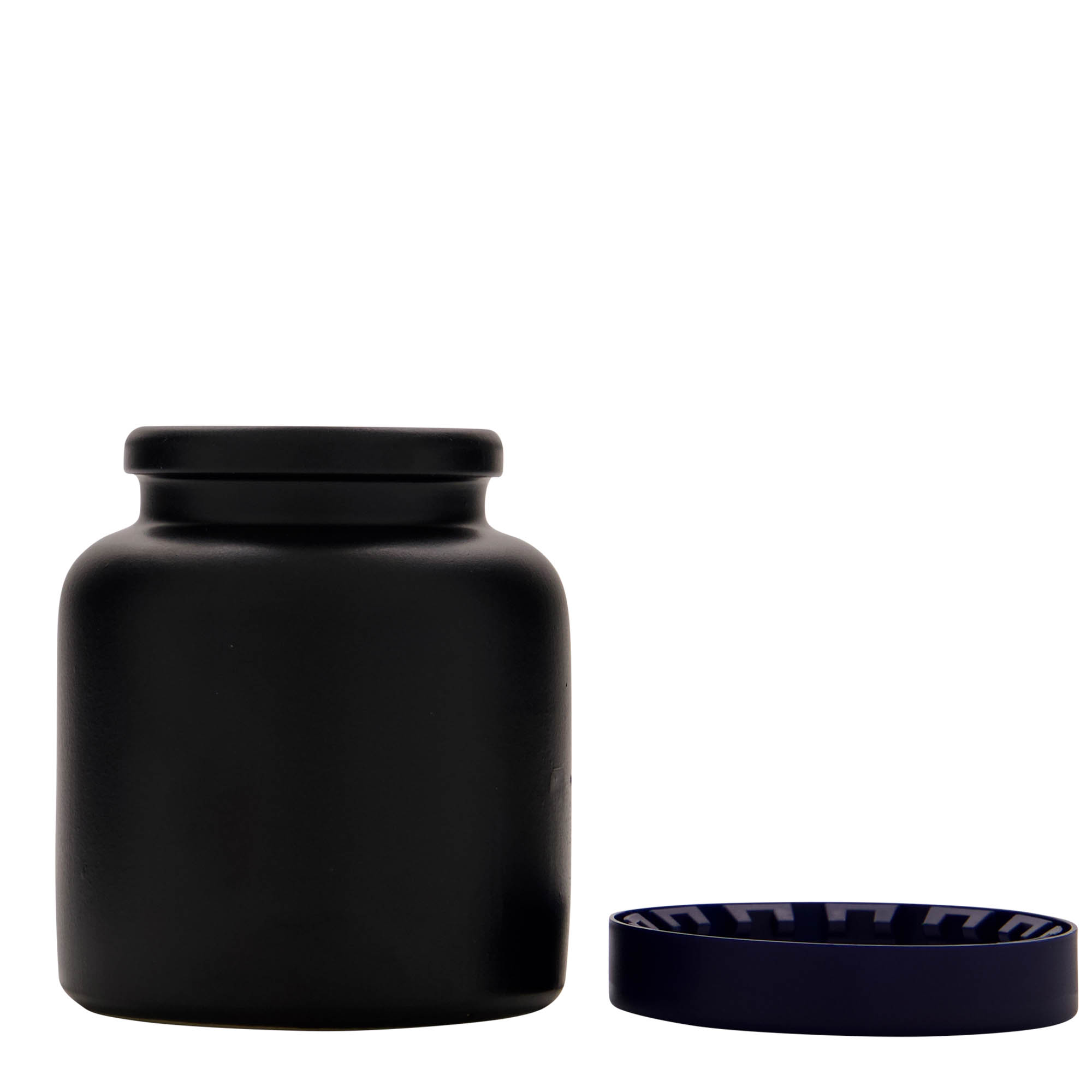 270 ml tarro de gres, cerámica, negro, boca: tapa de solapa