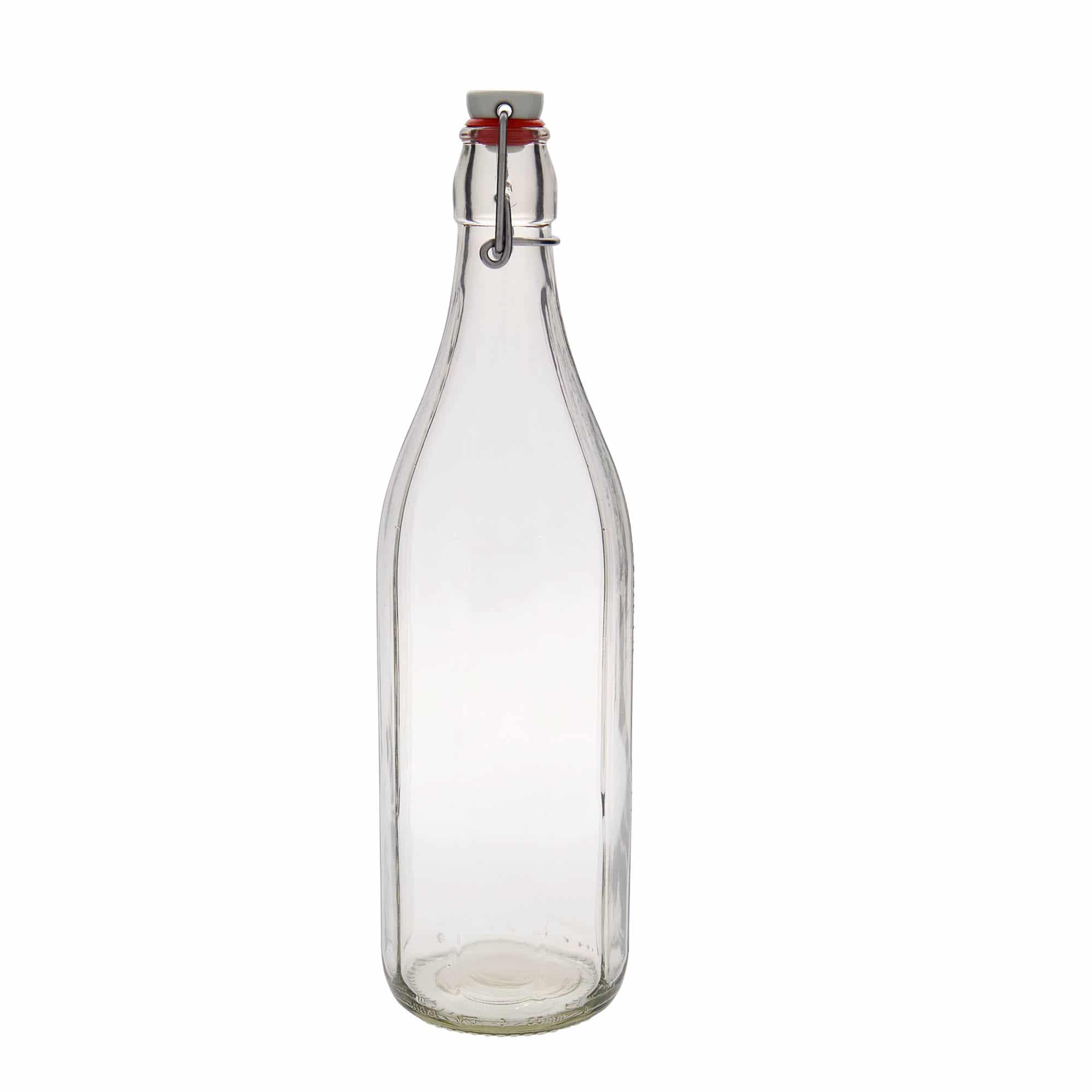 Botella de vidrio 'Bravo' de 1000 ml, decagonal, boca: tapón mecánico Botella de vidrio 'Bravo' de 1000 ml, decagonal, boca: tapón mecánico