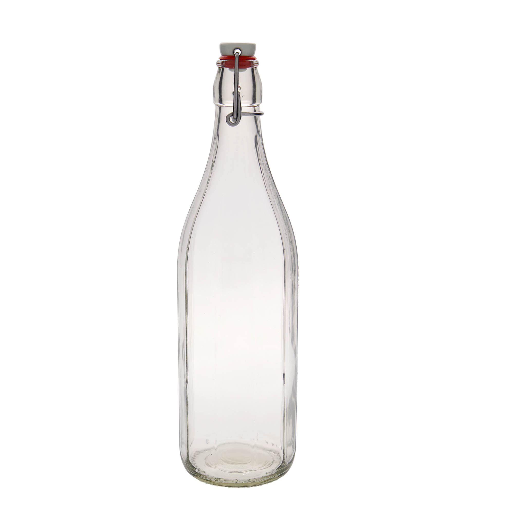 Botella de vidrio de 1.000 ml 'Bravo' #, de diez lados, boca: cierre de palanca Botella de vidrio de 1.000 ml 'Bravo' #, de diez lados, boca: cierre de palanca