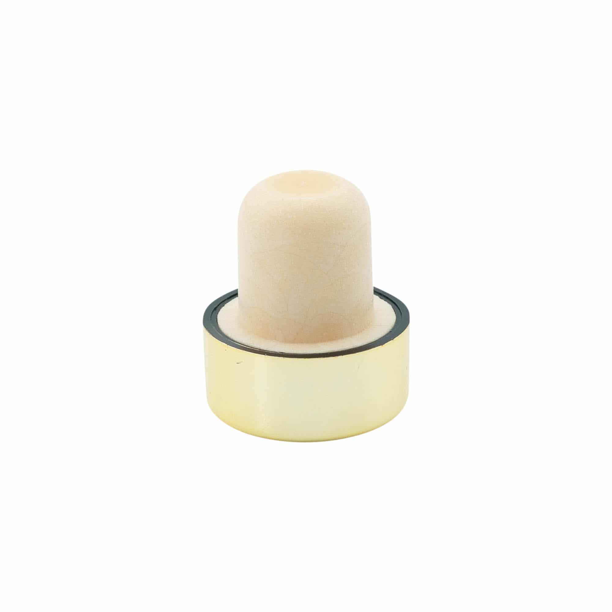 Tapón de corcho con asa 19 mm, plástico, dorado, para boca: corcho