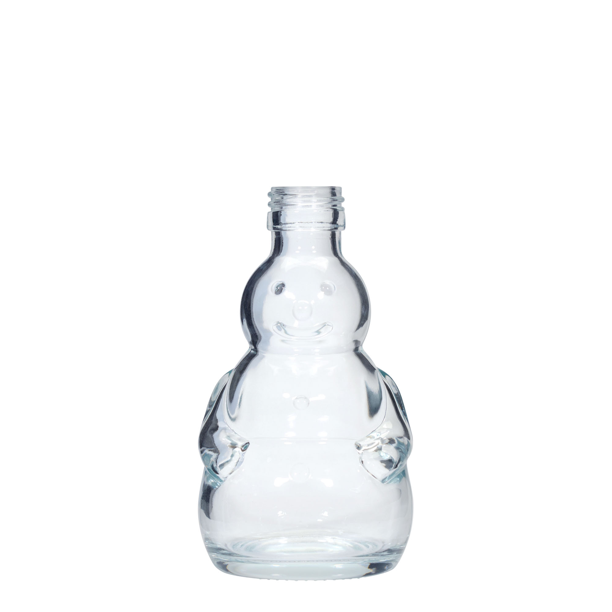 Botella de vidrio de 200 ml 'Muñeco de nieve', boca: PP 28