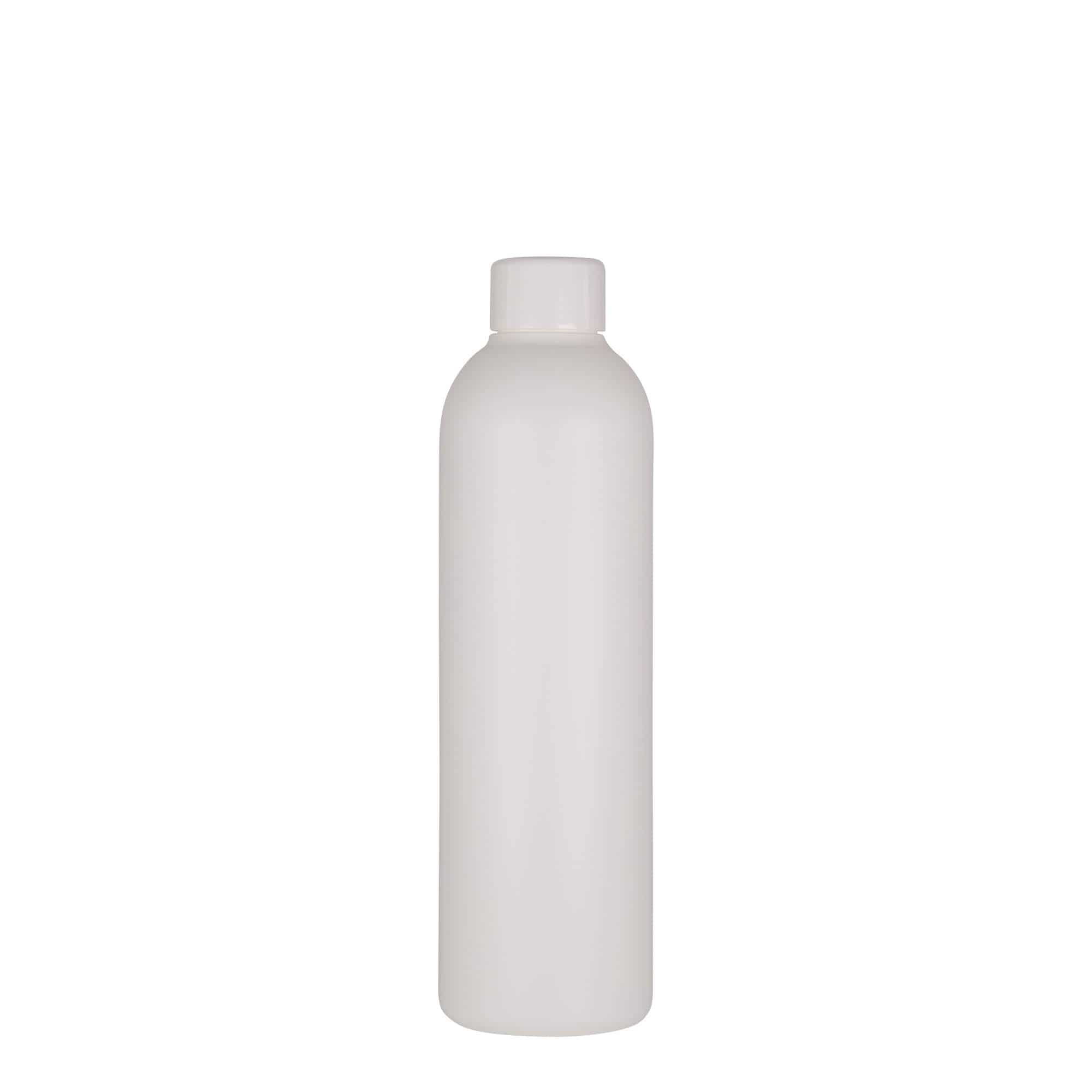 Botella de plástico 'Tuffy' de 250 ml, HDPE, blanco, boca: GPI 24/410
