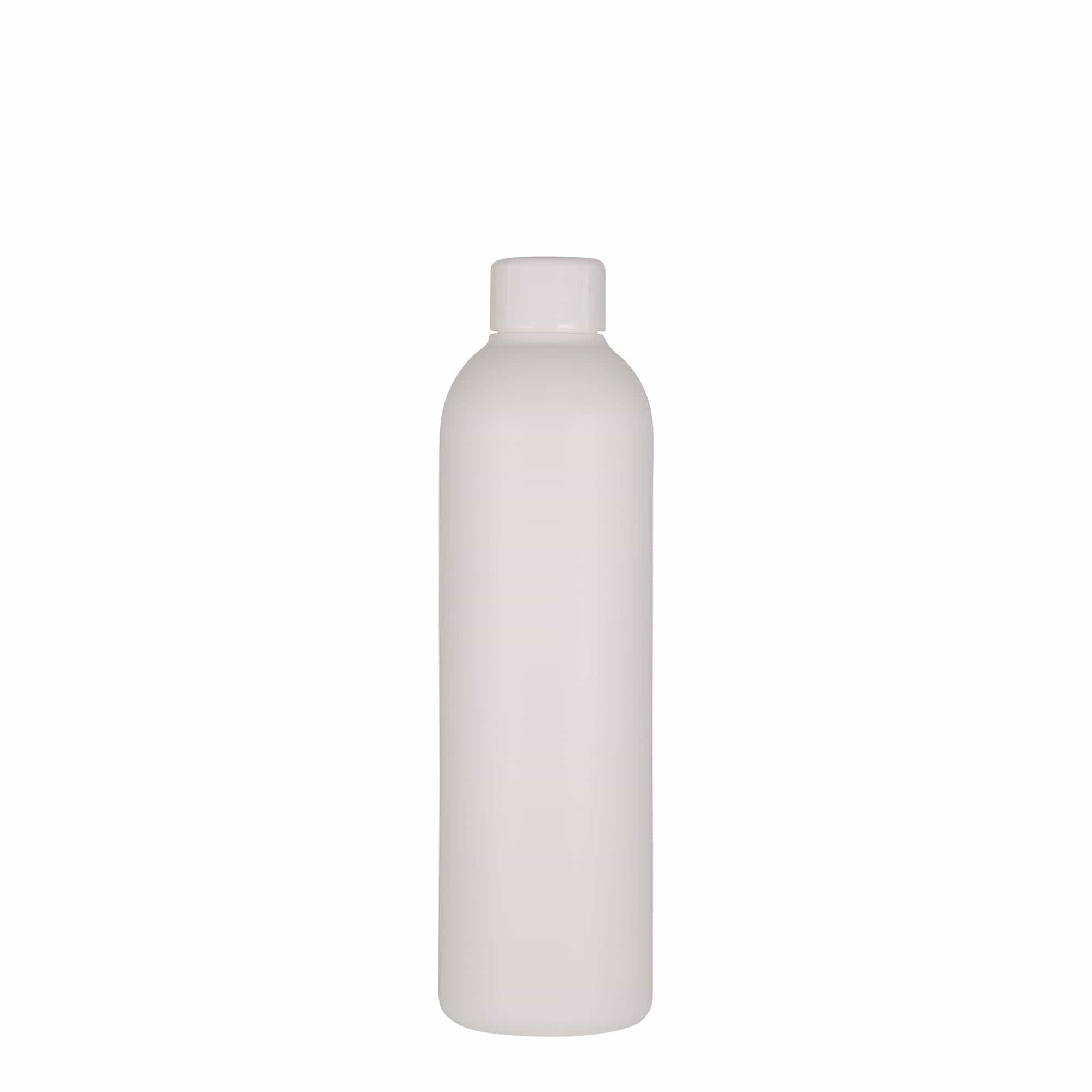 Botella de plástico de 250 ml 'Tuffy', HDPE, blanca, boca: 24/410