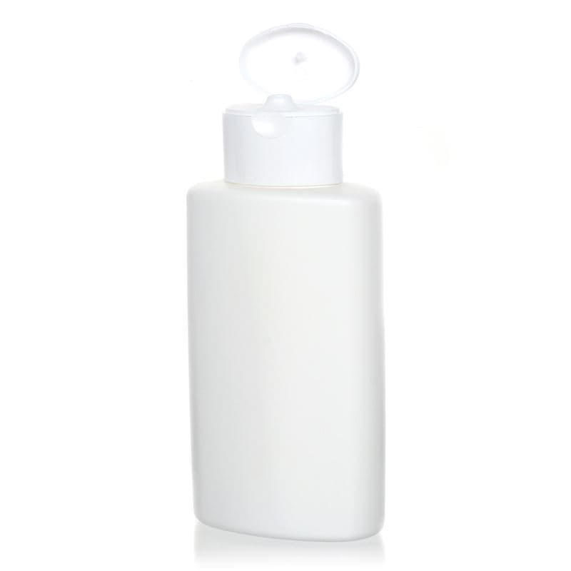 Botella de plástico 'Indy' de 250 ml, ovalada, HDPE, blanco, boca: tapón de rosca