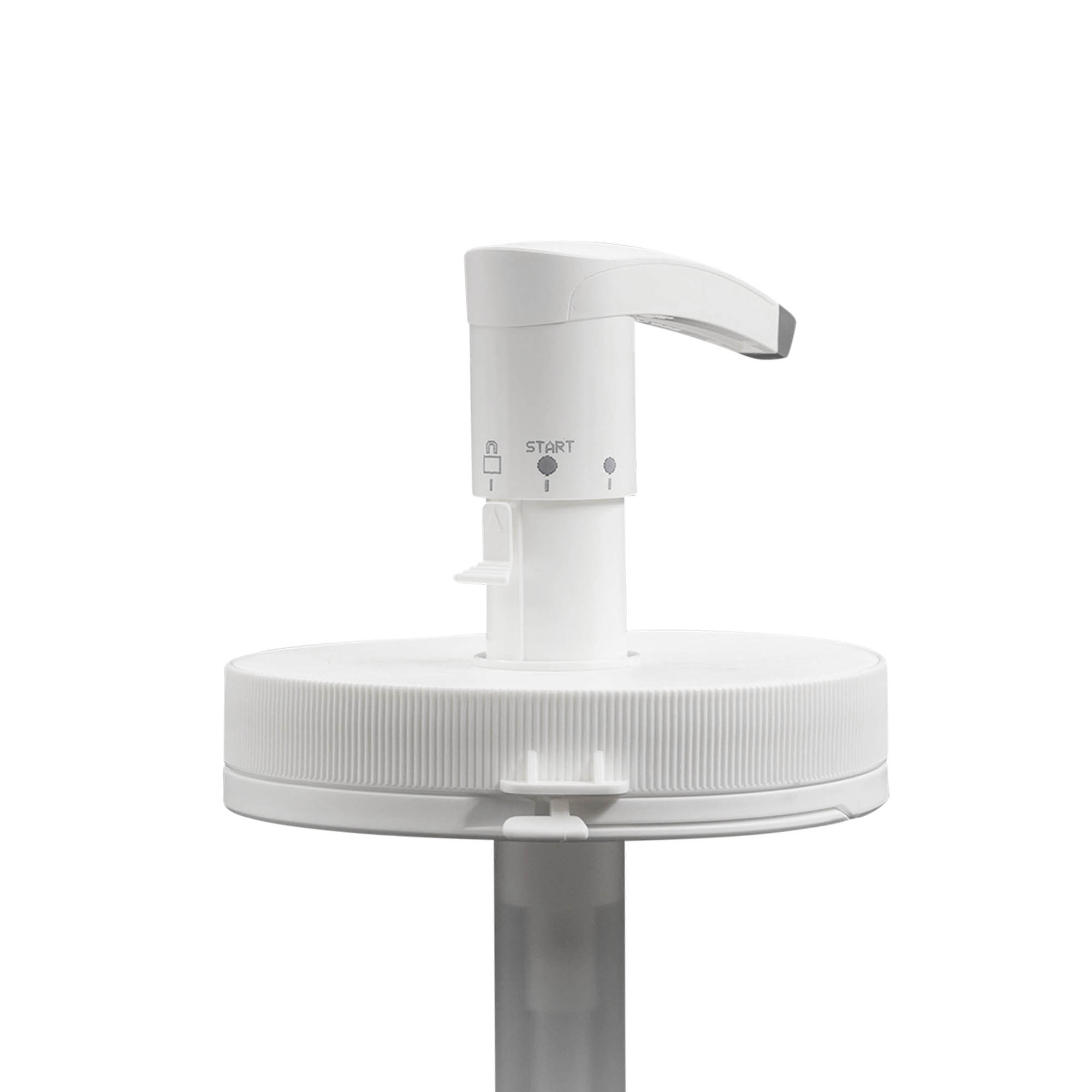 Bomba dispensadora para 1.240 ml 'Securibox', plástico PE, blanca, para boca: cierre de rosca Bomba dispensadora para 1.240 ml 'Securibox', plástico PE, blanca, para boca: cierre de rosca