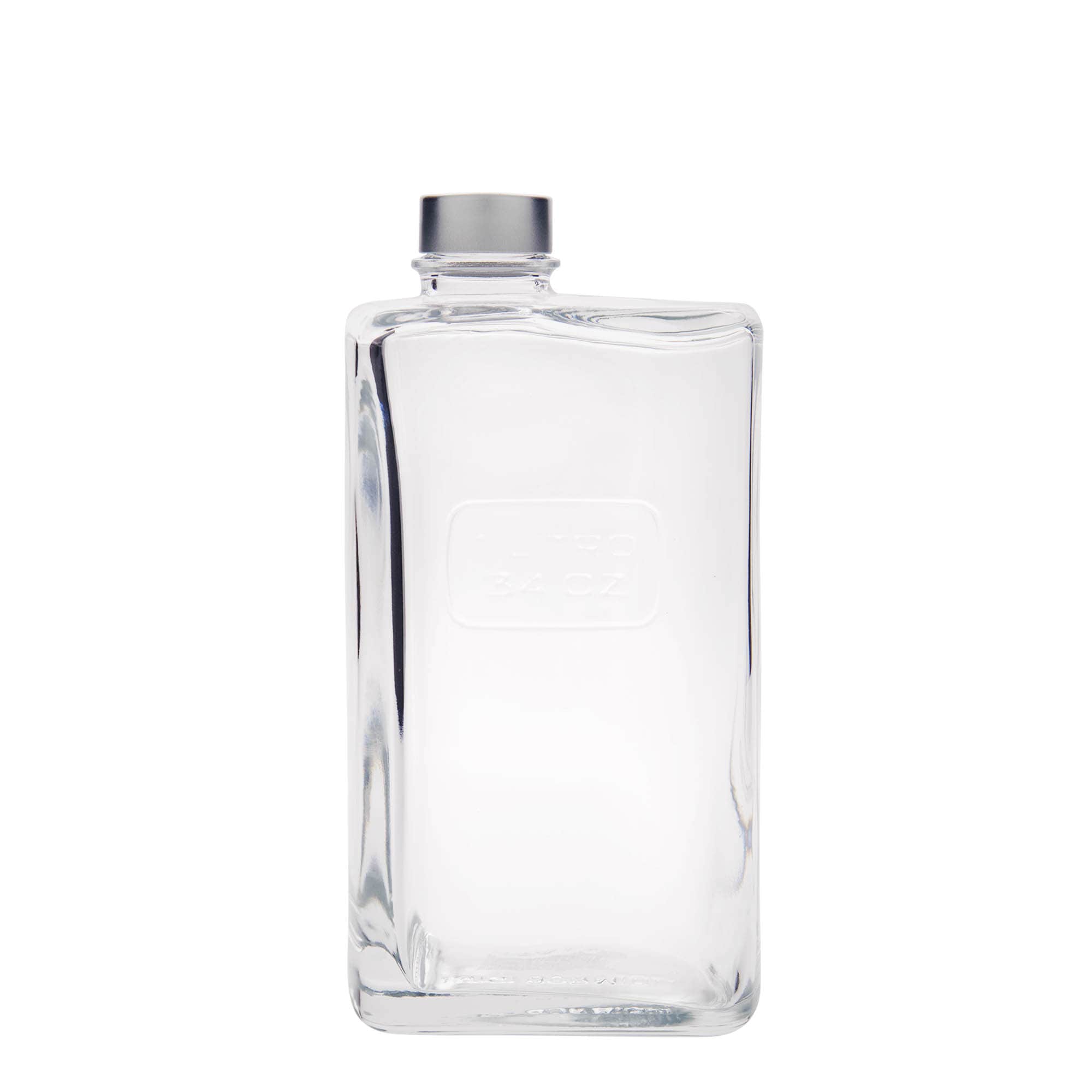Botella de vidrio 'Optima Lattina' de 1000 ml, rectangular, boca: tapón de rosca