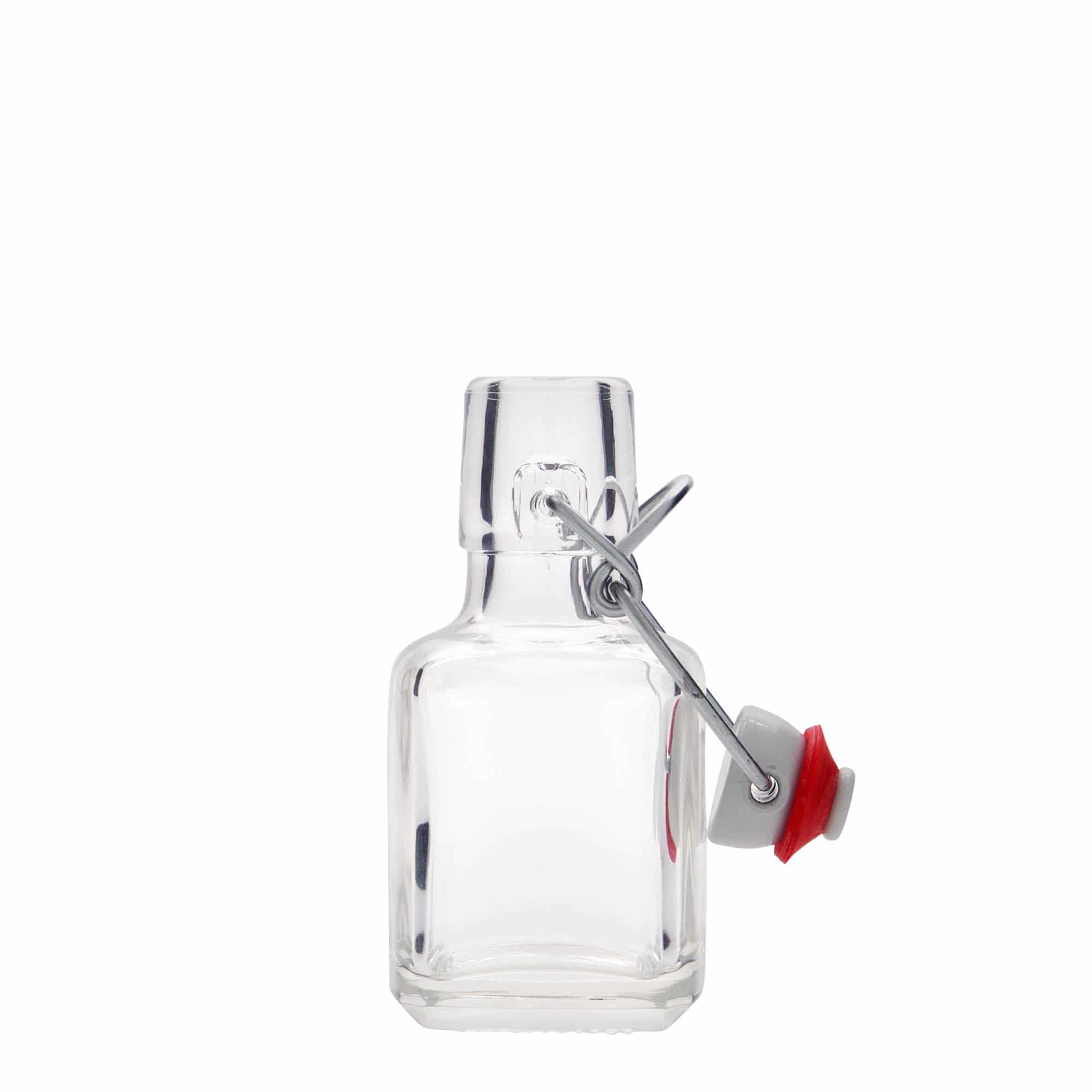 Botella de vidrio 'Kubica' de 100 ml, cuadrada, boca: tapón mecánico