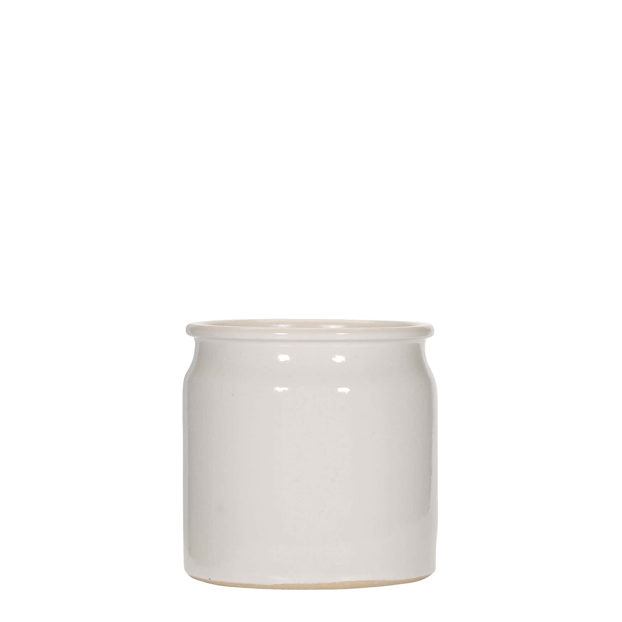 Olla de gres de 160 ml, cerámica, blanco, boca: corcho Olla de gres de 160 ml, cerámica, blanco, boca: corcho