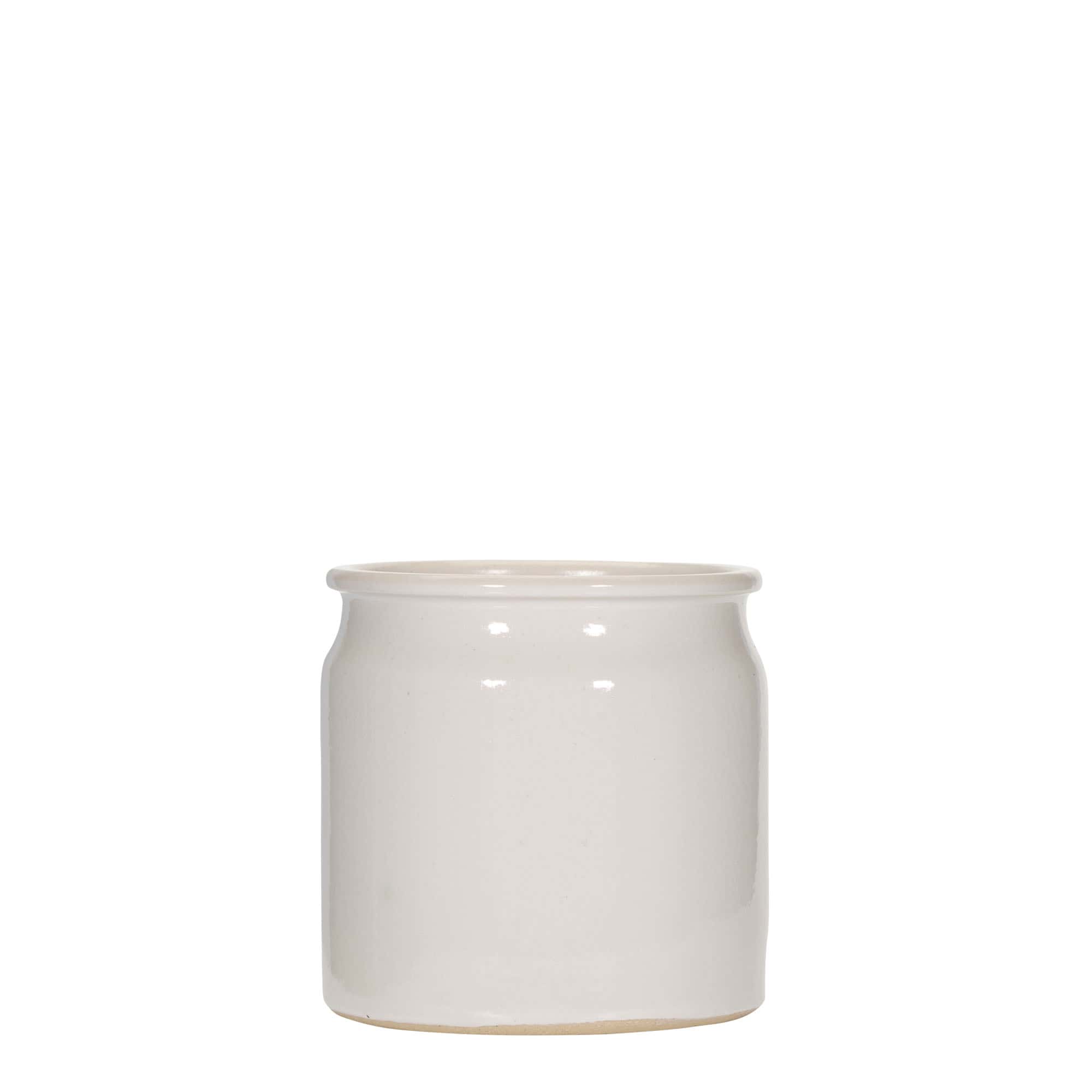 Maceta de gres de 160 ml, cerámica, blanca, boca: corcho