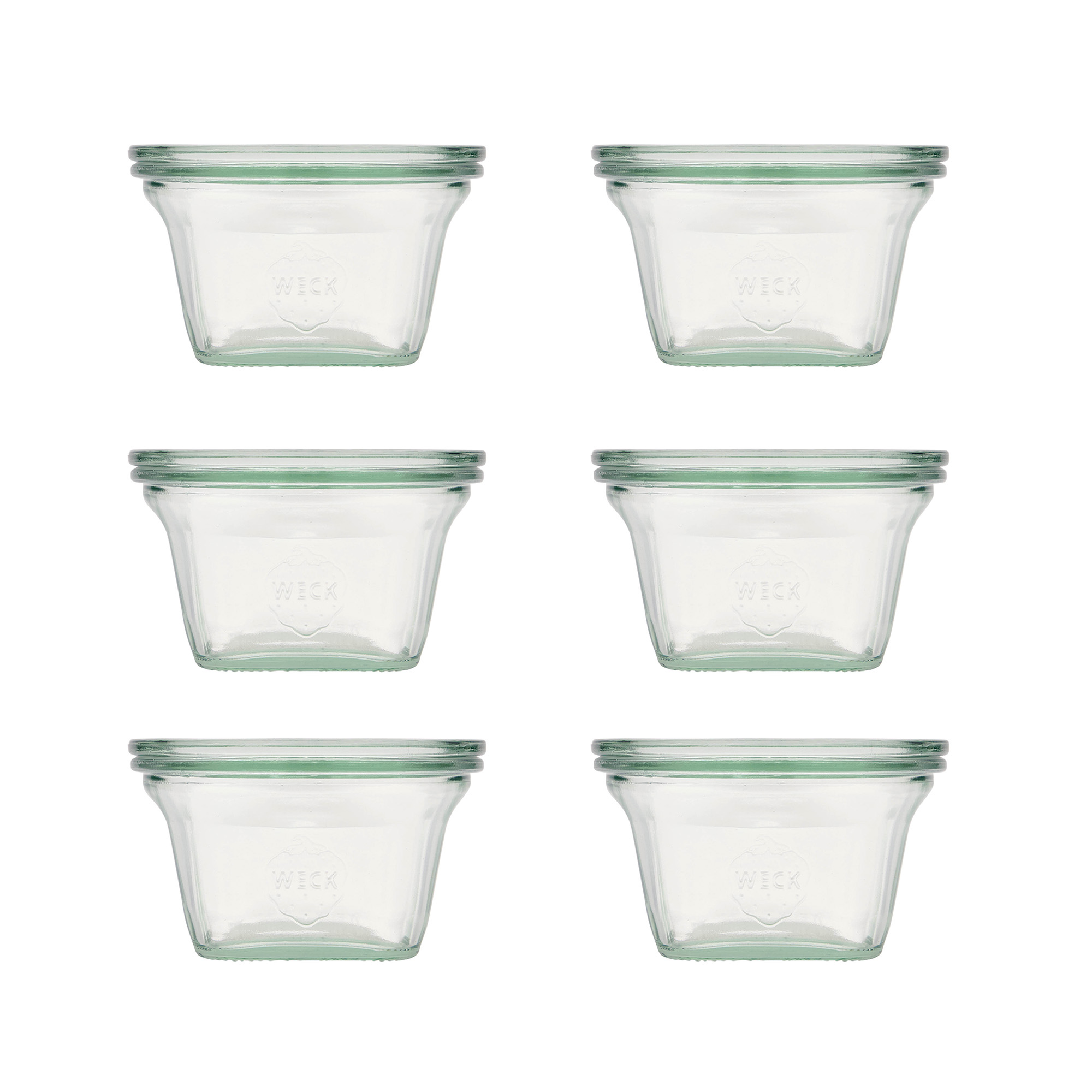 6x 290 ml tarro tipo Quadro WECK con tapa de vidrio RR 100