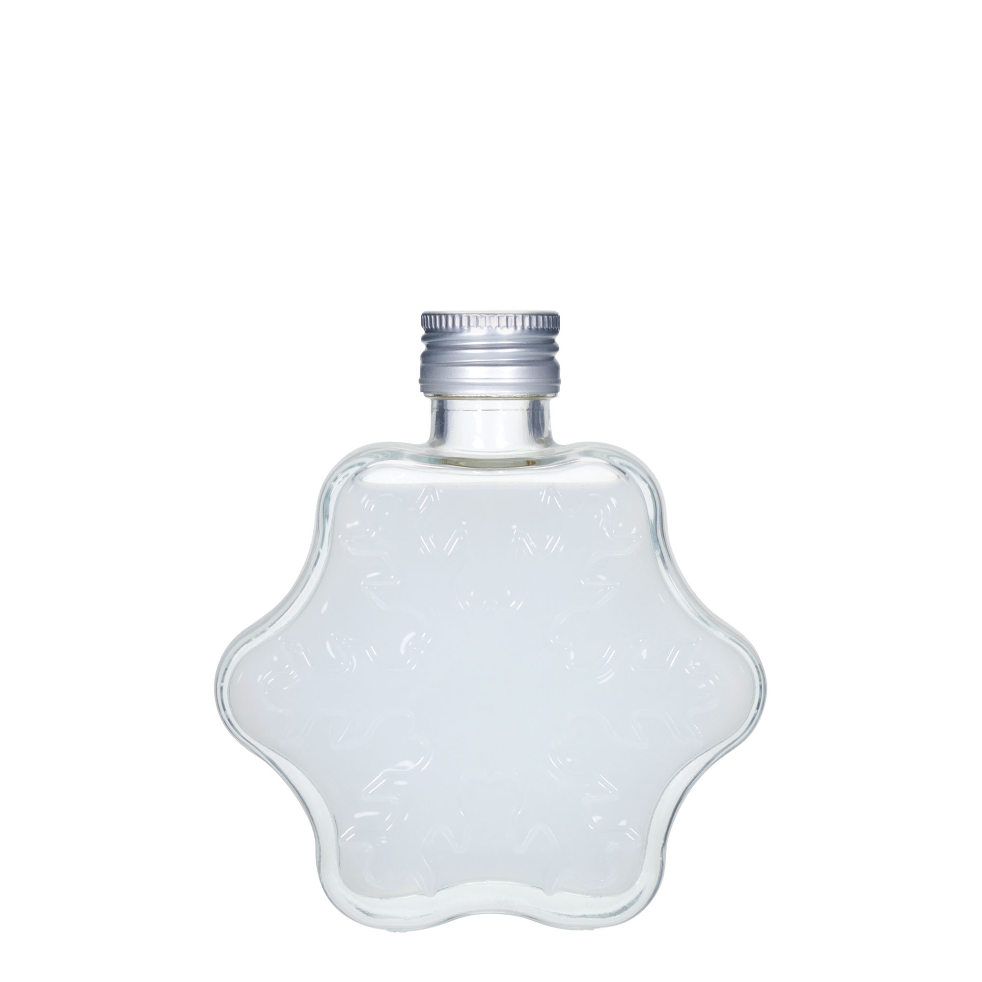Botella de vidrio de 200 ml 'Copo de nieve', boca: PP 28
