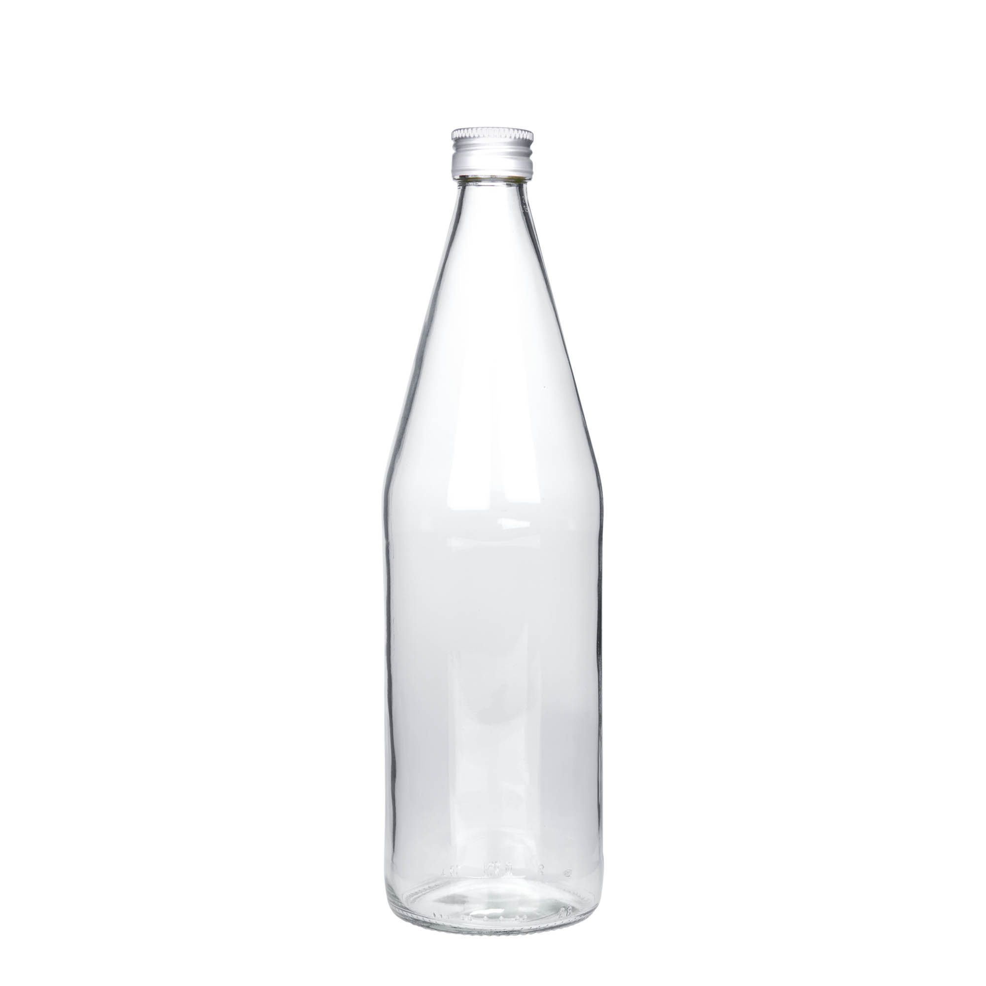 Botella universal de 750 ml con forma de zanahoria, vidrio, boca: PP 28 Botella universal de 750 ml con forma de zanahoria, vidrio, boca: PP 28