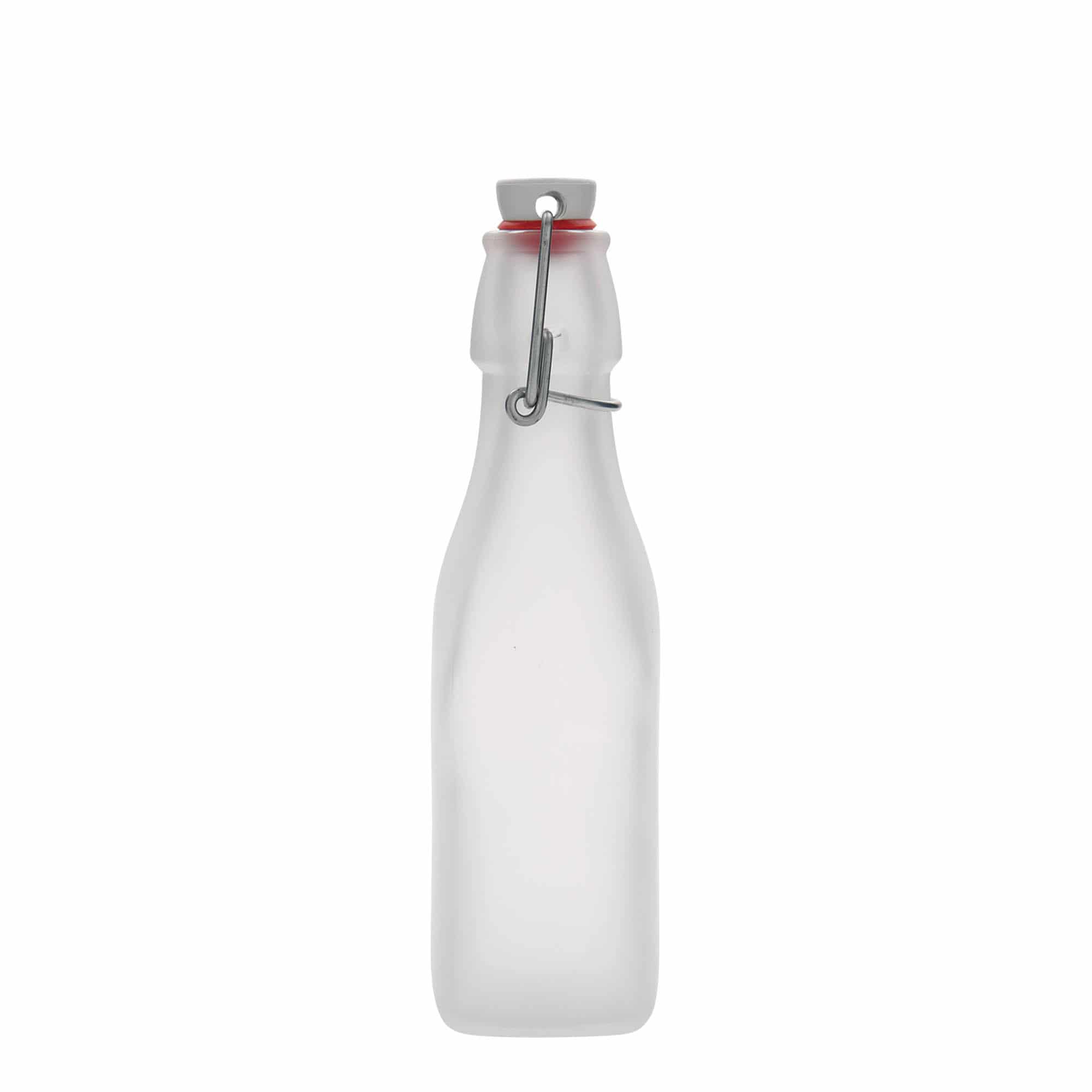 Botella de vidrio 'Swing' de 250 ml, cuadrada, blanco, boca: tapón mecánico Botella de vidrio 'Swing' de 250 ml, cuadrada, blanco, boca: tapón mecánico