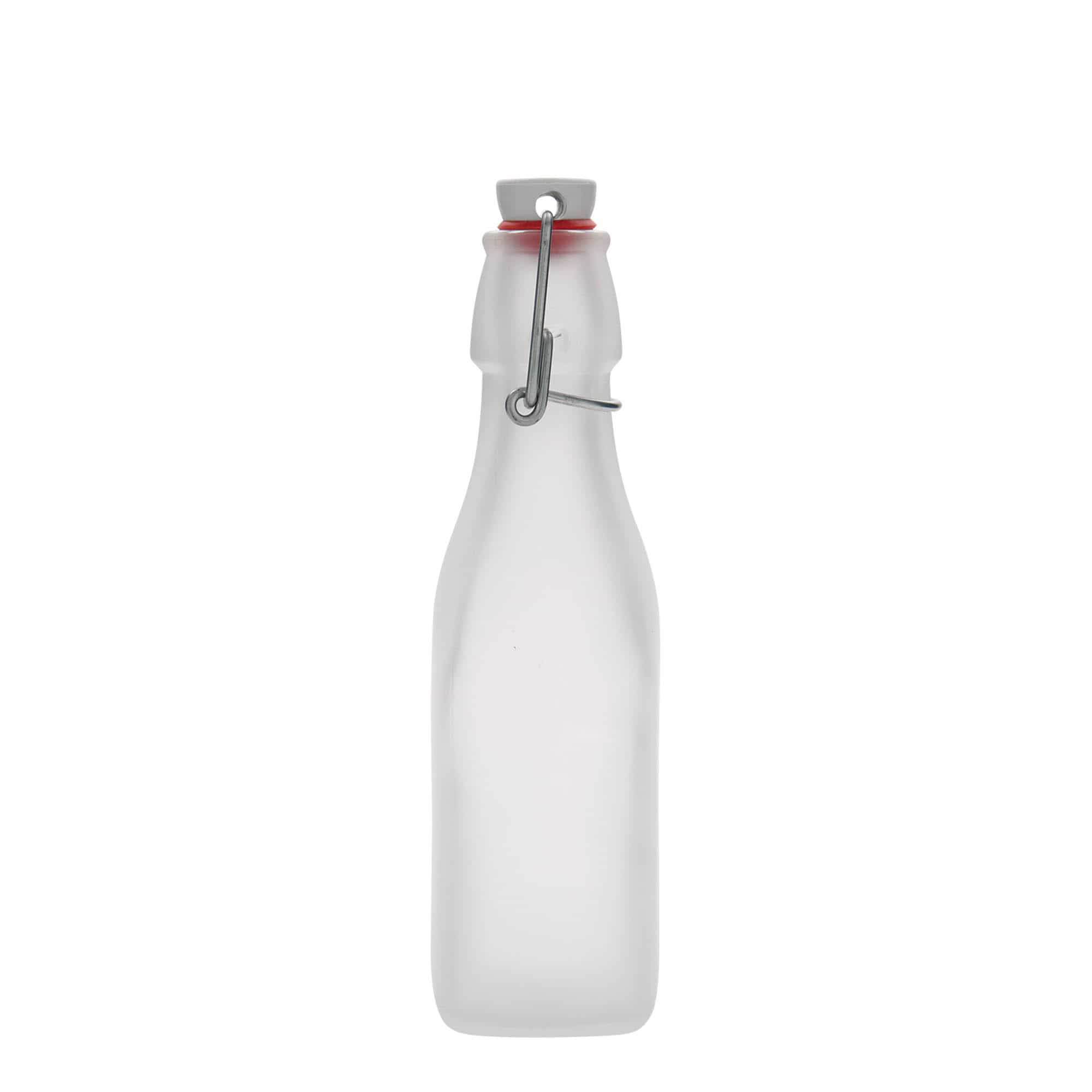 Botella de vidrio de 250 ml 'Swing, cuadrada, blanca, boca: cierre de palanca'