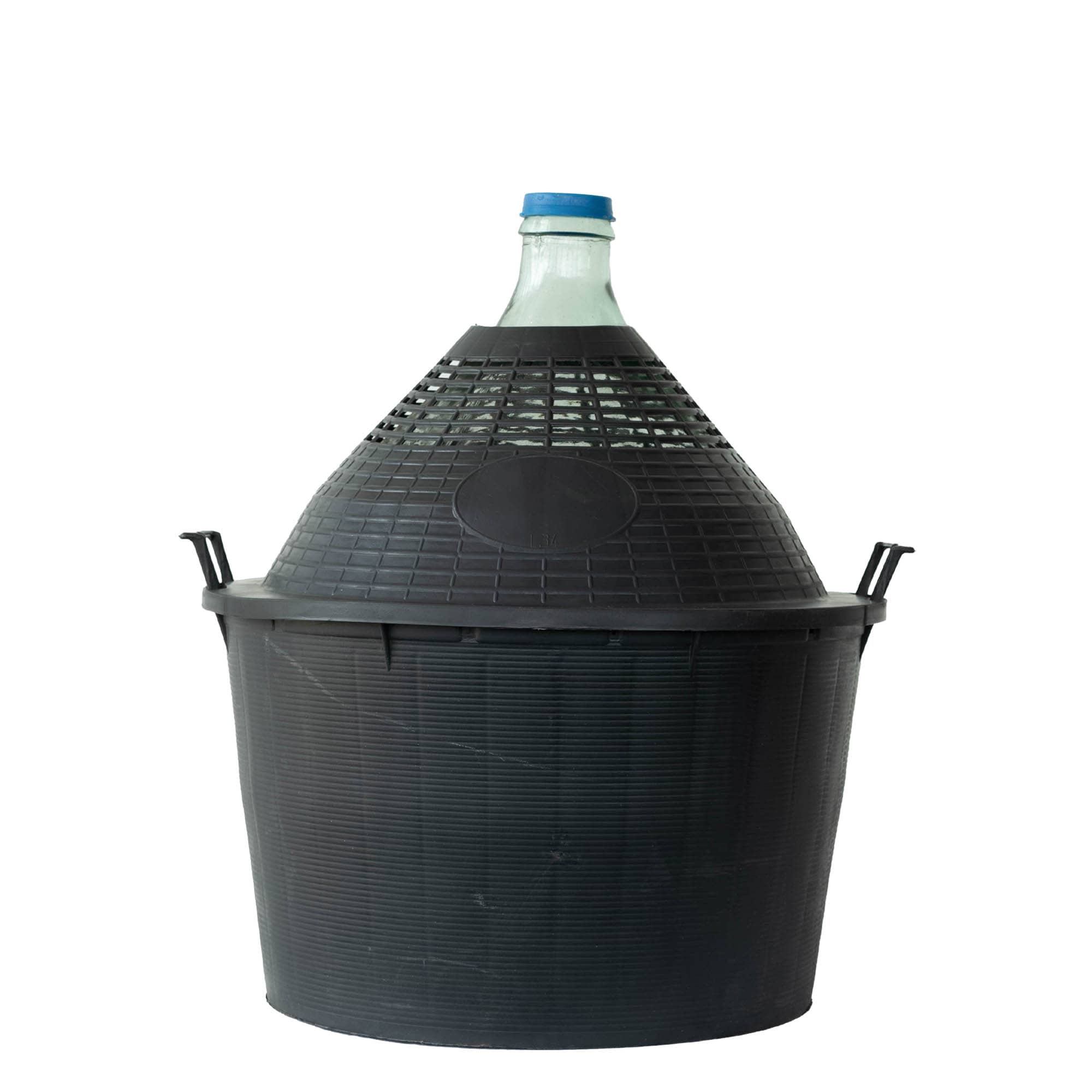 Botella de balón de 34 l, cuello estrecho, vidrio, boca: tapa de solapa