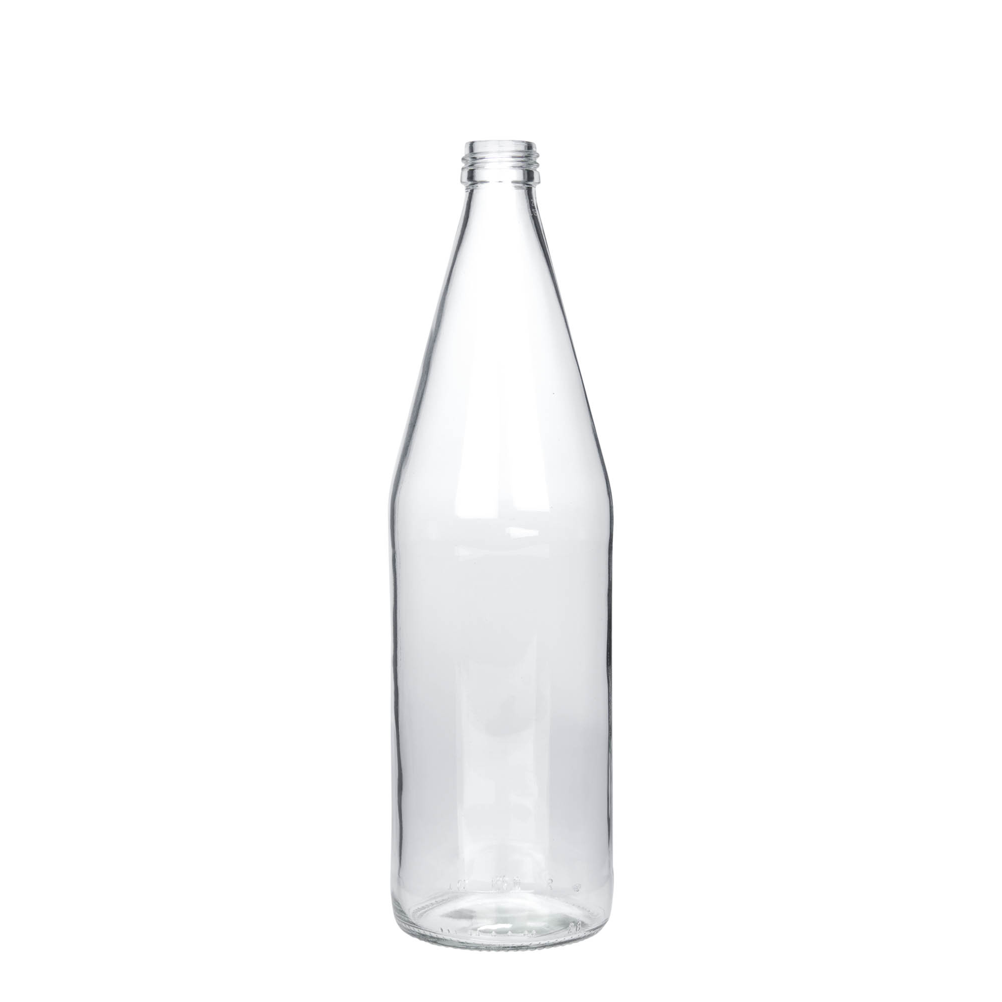 Botella universal de 750 ml con forma de zanahoria, vidrio, boca: PP 28 Botella universal de 750 ml con forma de zanahoria, vidrio, boca: PP 28