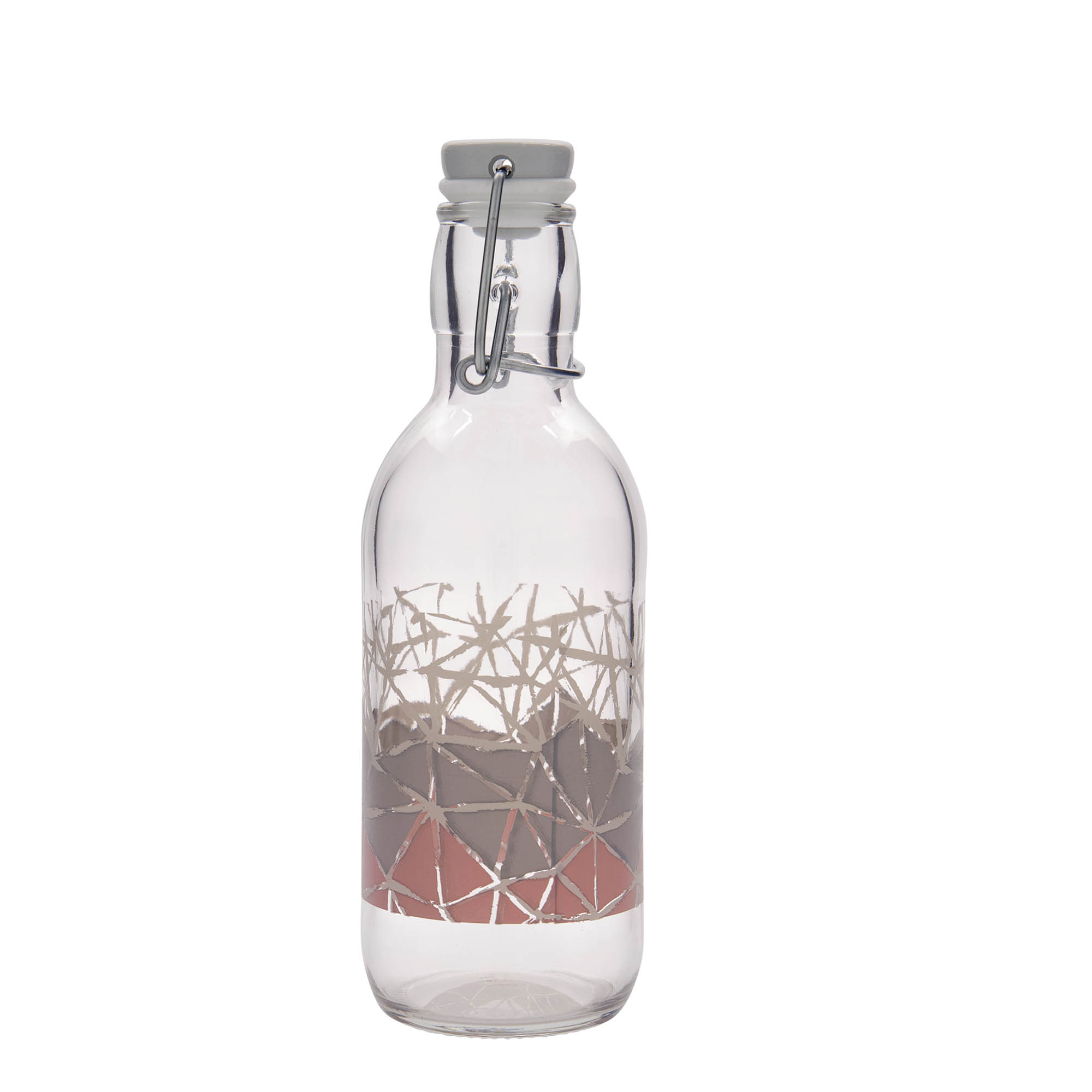 Botella de vidrio 'Emilia' de 500 ml, motivo: Manolibera rosa, boca: tapón mecánico