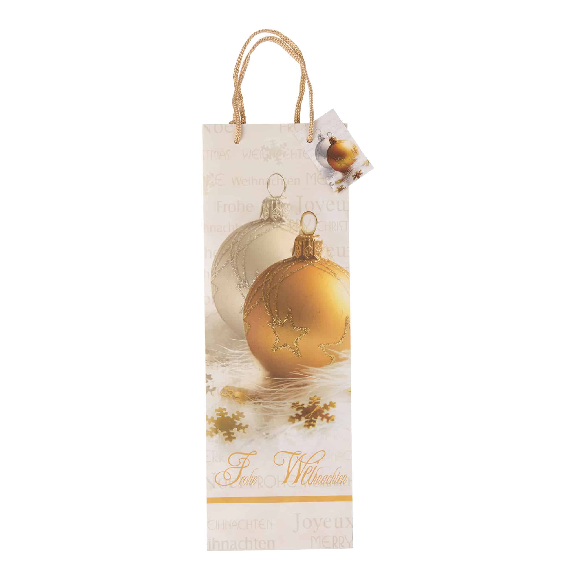 Bolsa para botella, motivo: Feliz Navidad, cuadrada, papel, dorado Bolsa para botella, motivo: Feliz Navidad, cuadrada, papel, dorado
