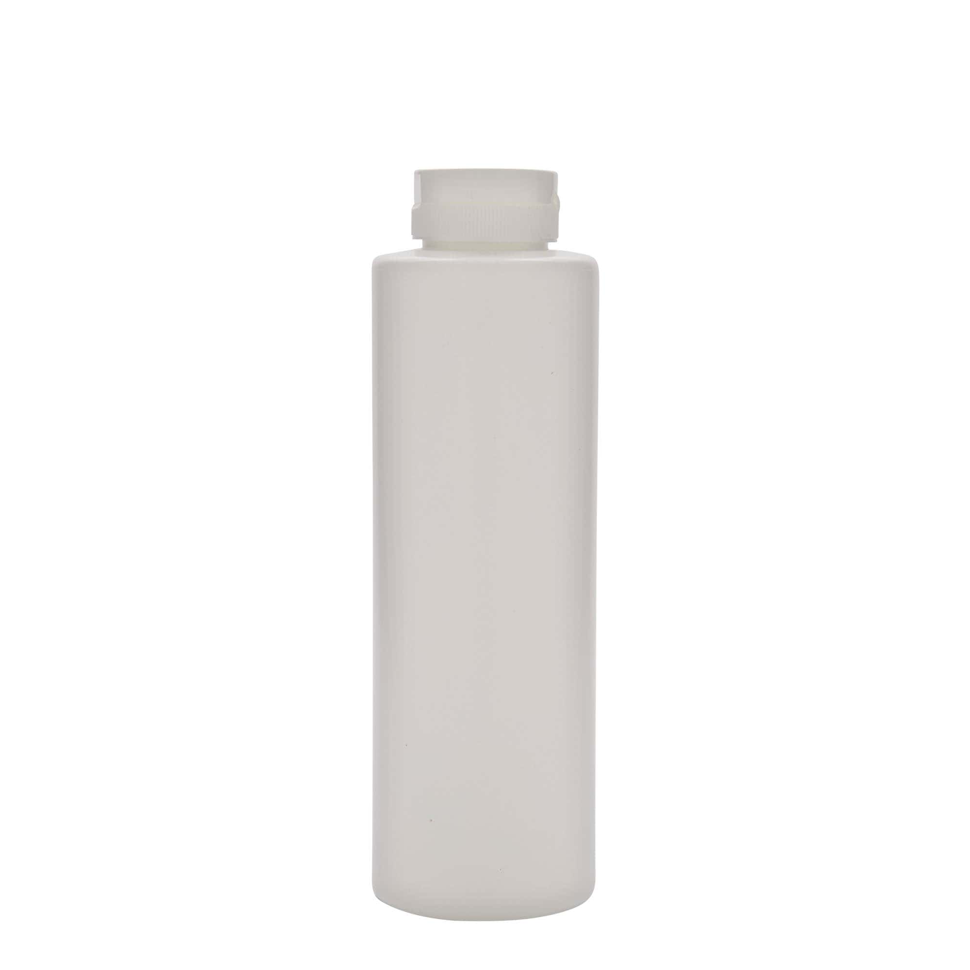 Botella para salsa de 500 ml, plástico LDPE, blanca, boca: 38/400
