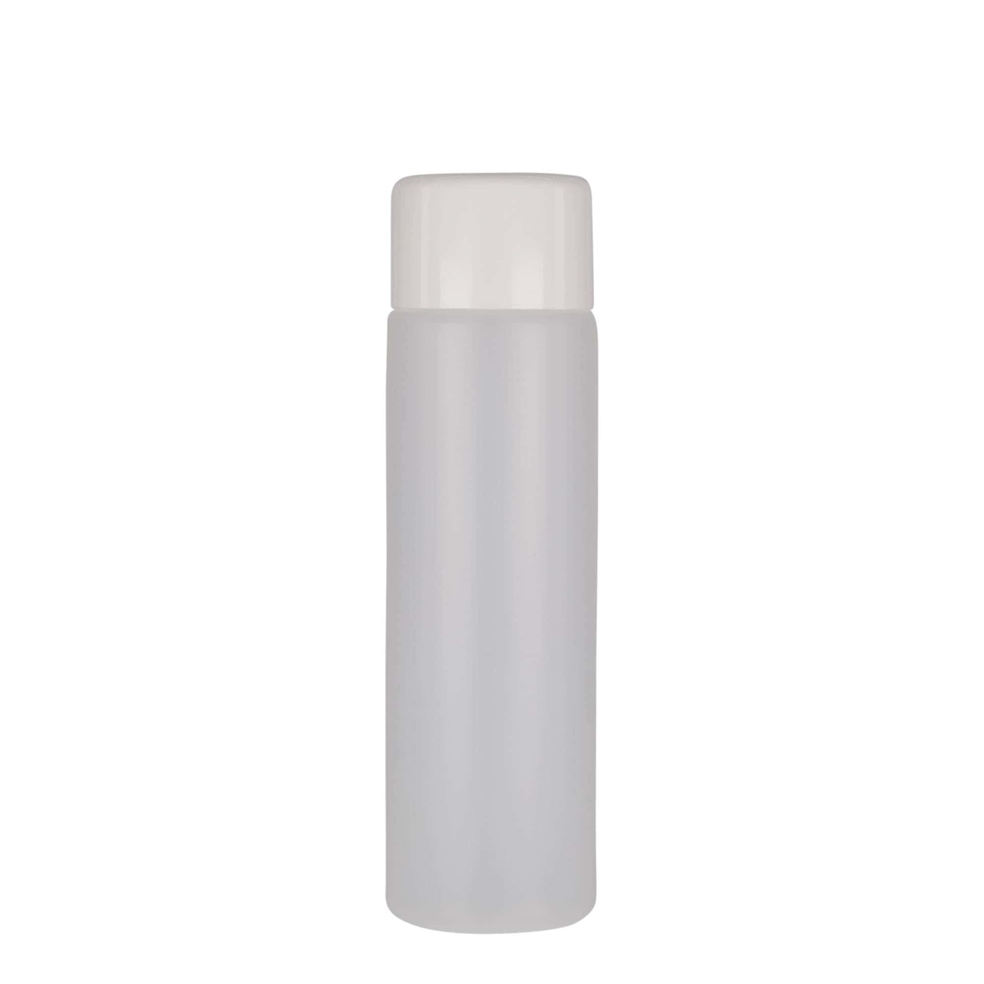 250 ml botella redonda, plástico PE, natural, boca: cierre de rosca