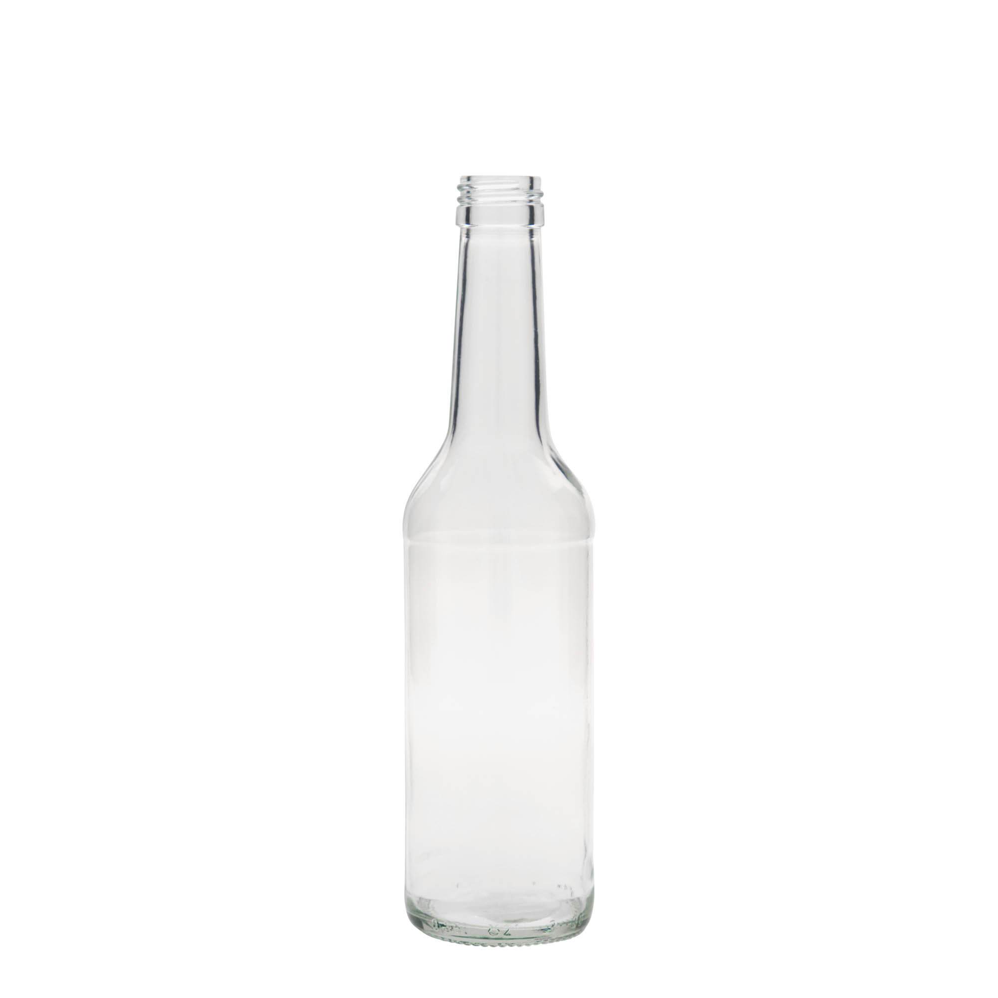 Botella de vidrio de 350 ml con cuello recto, boca: PP 28 Botella de vidrio de 350 ml con cuello recto, boca: PP 28