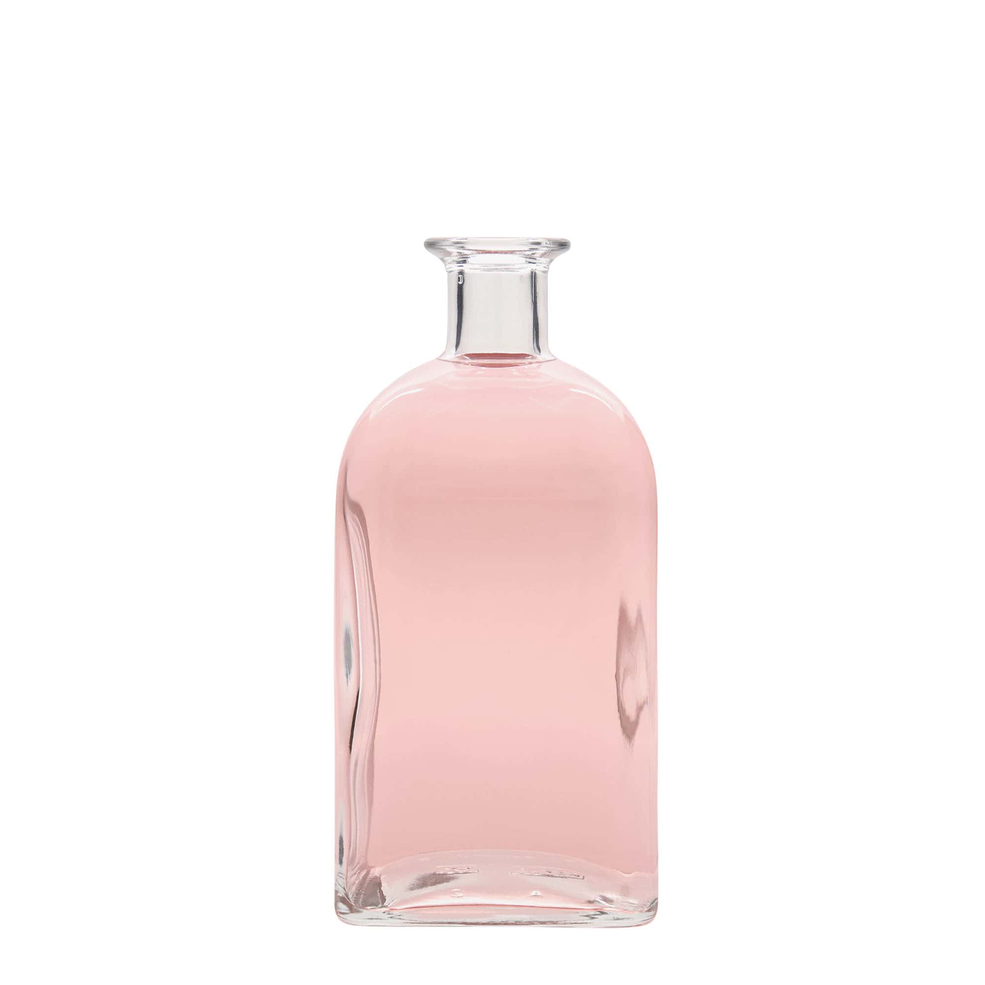 Botella de vidrio de 700 ml, Apotheker Carré, cuadrada, boca: corcho