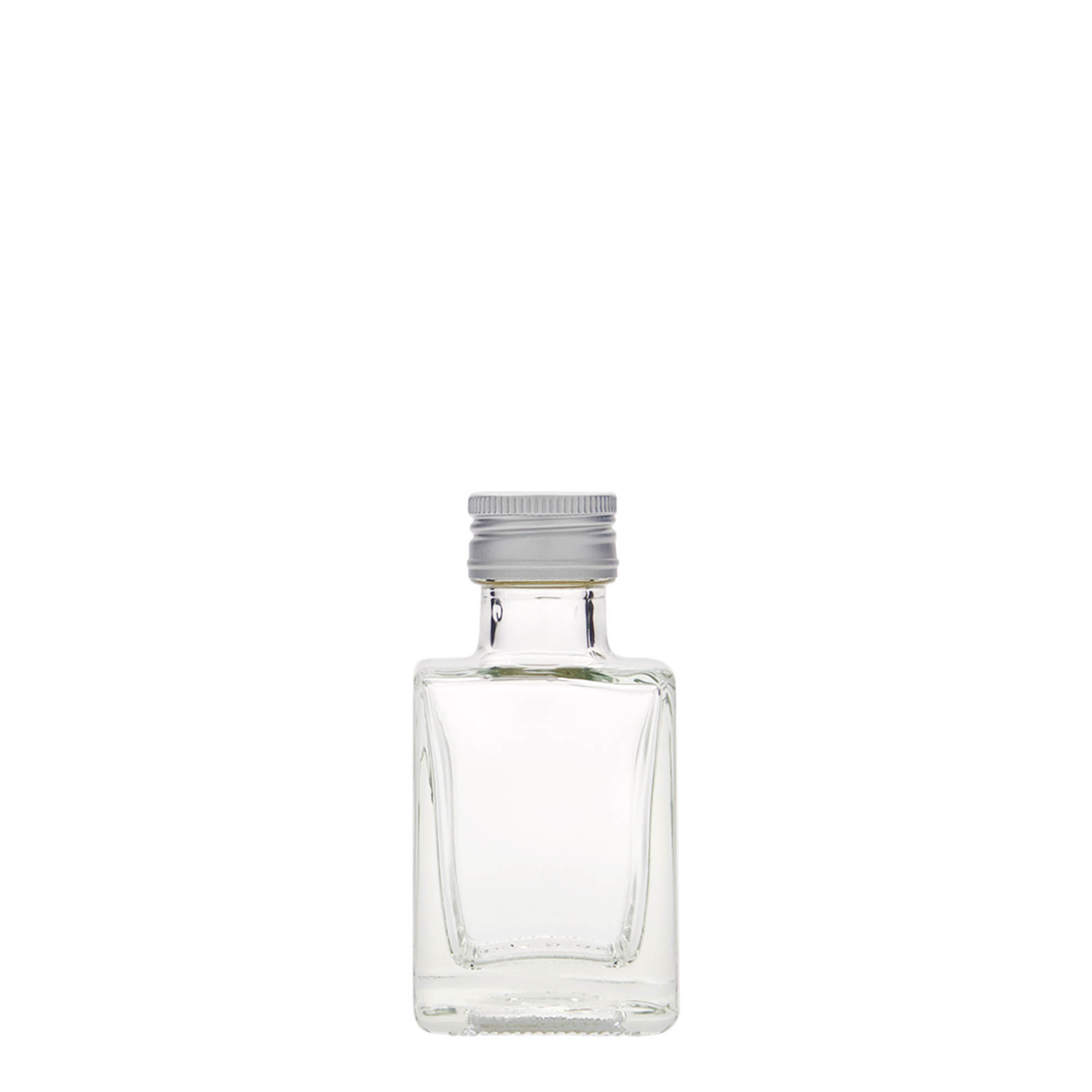Botella de vidrio de 50 ml 'Cube', cuadrada, boca: PP 24 Botella de vidrio de 50 ml 'Cube', cuadrada, boca: PP 24