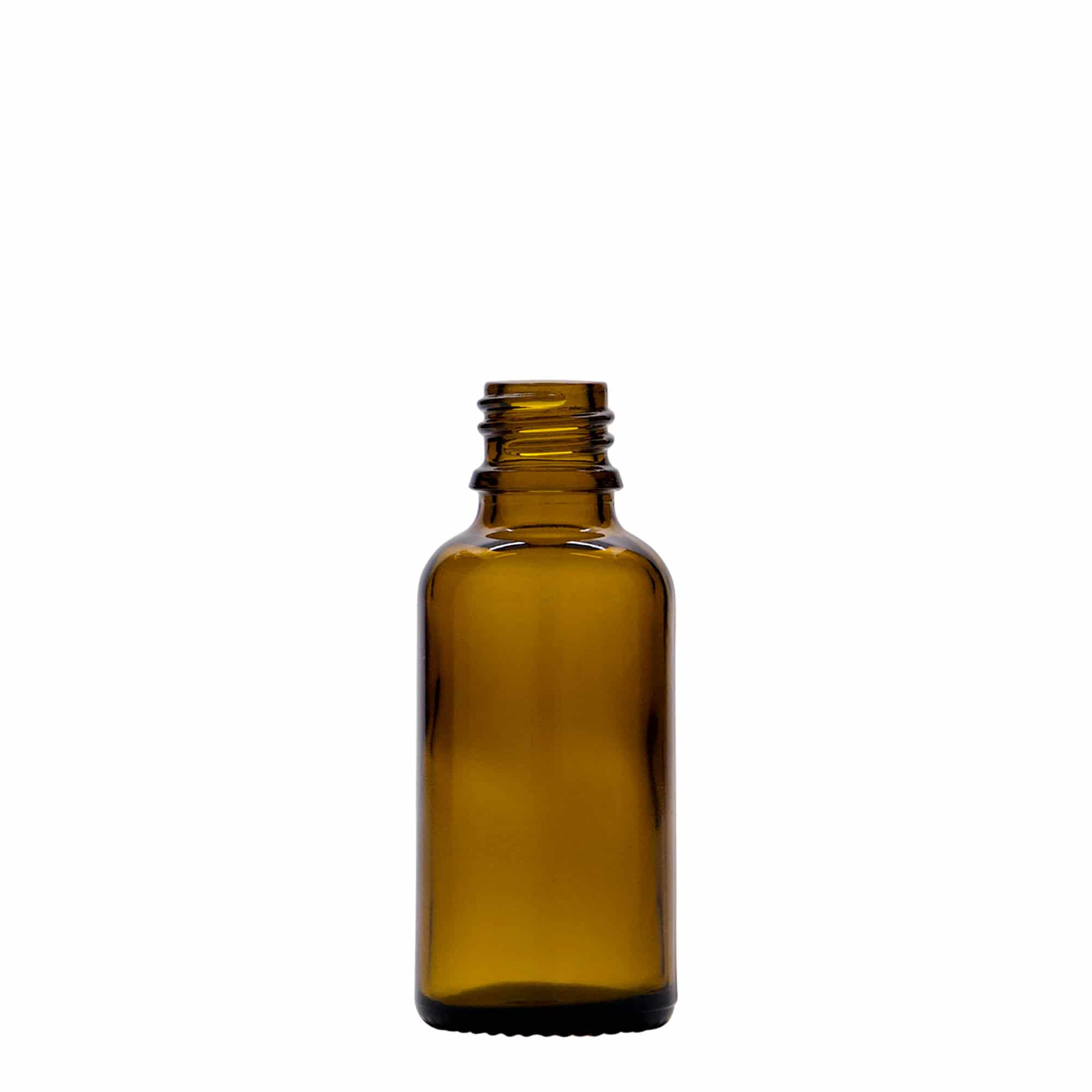 Frasco médico de 30 ml con bomba dosificadora para loción, vidrio, marrón, boca: DIN 18