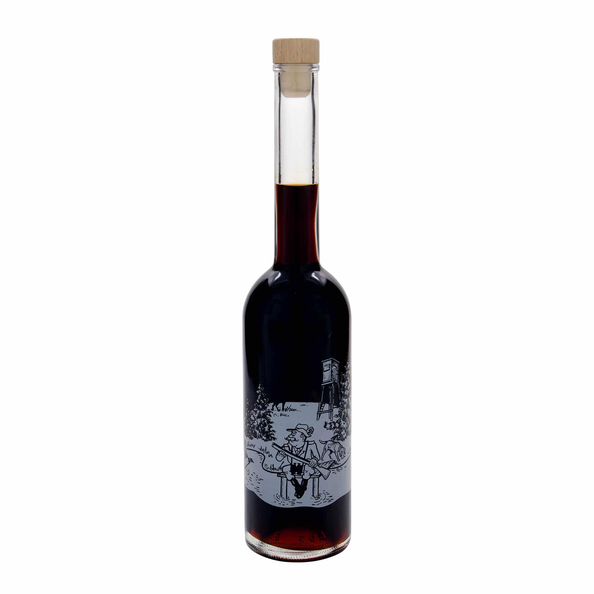 Botella de vidrio 'Opera' de 500 ml, motivo: cazador, boca: corcho