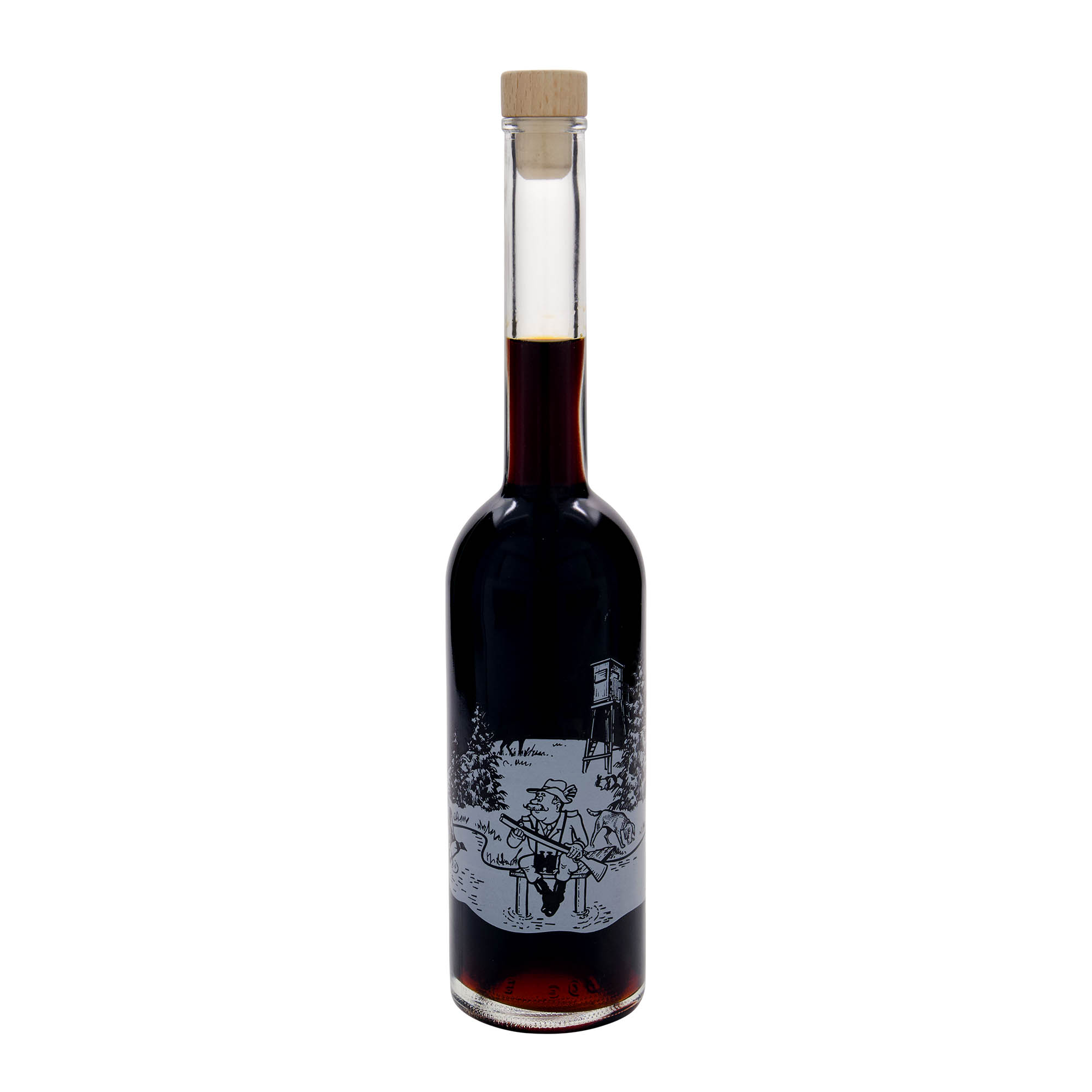 Botella de vidrio de 500 ml 'Opera', motivo: cazador, boca: corcho