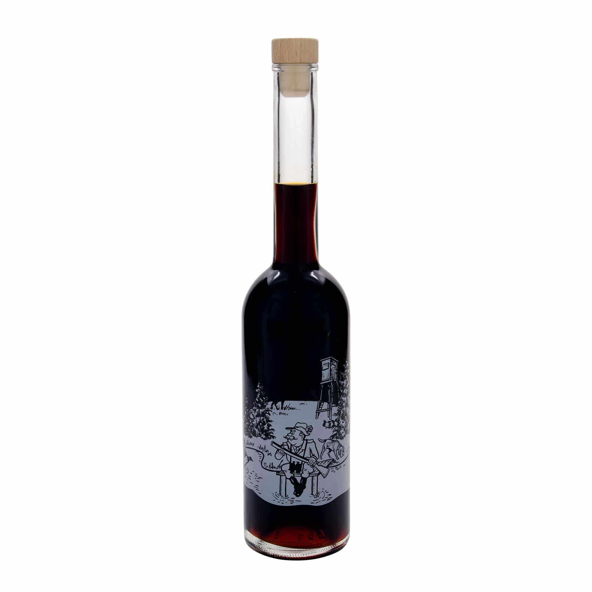 Botella de vidrio de 500 ml 'Opera', motivo: cazador, boca: corcho