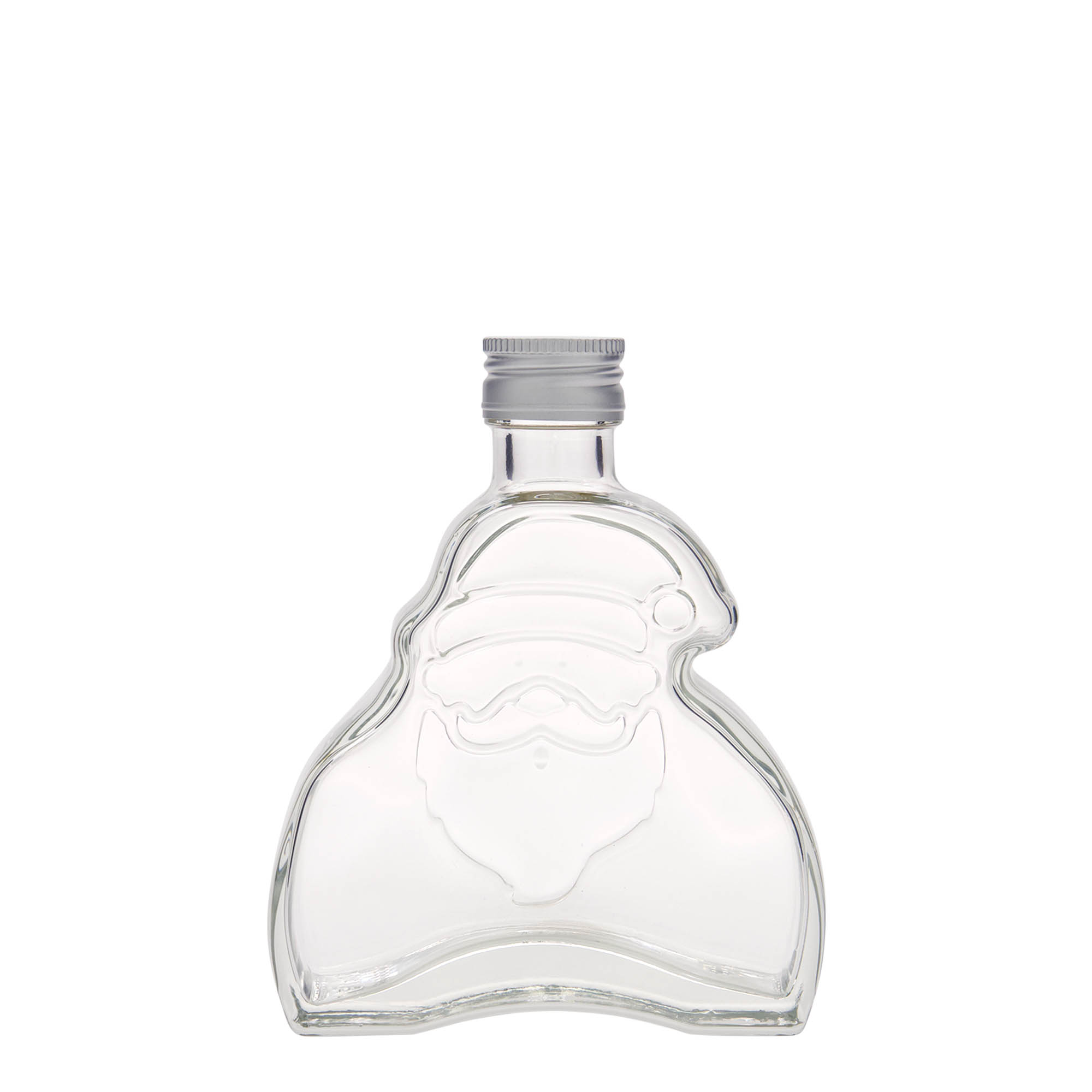 Botella de vidrio de 200 ml 'Santa Claus', boca: PP 28 Botella de vidrio de 200 ml 'Santa Claus', boca: PP 28