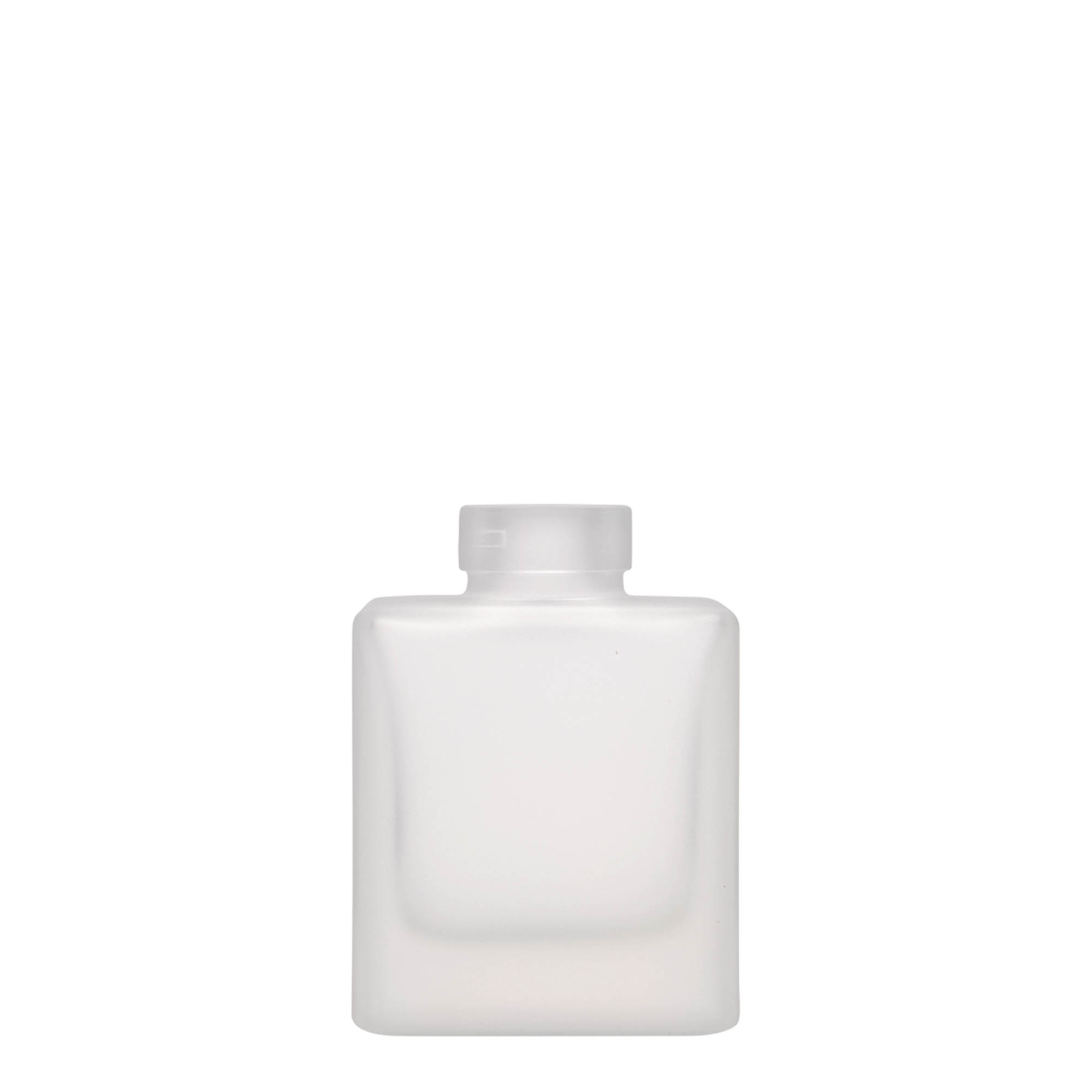 Botella de cristal de 100 ml 'Cube', cuadrada, esmerilada, boca: corcho