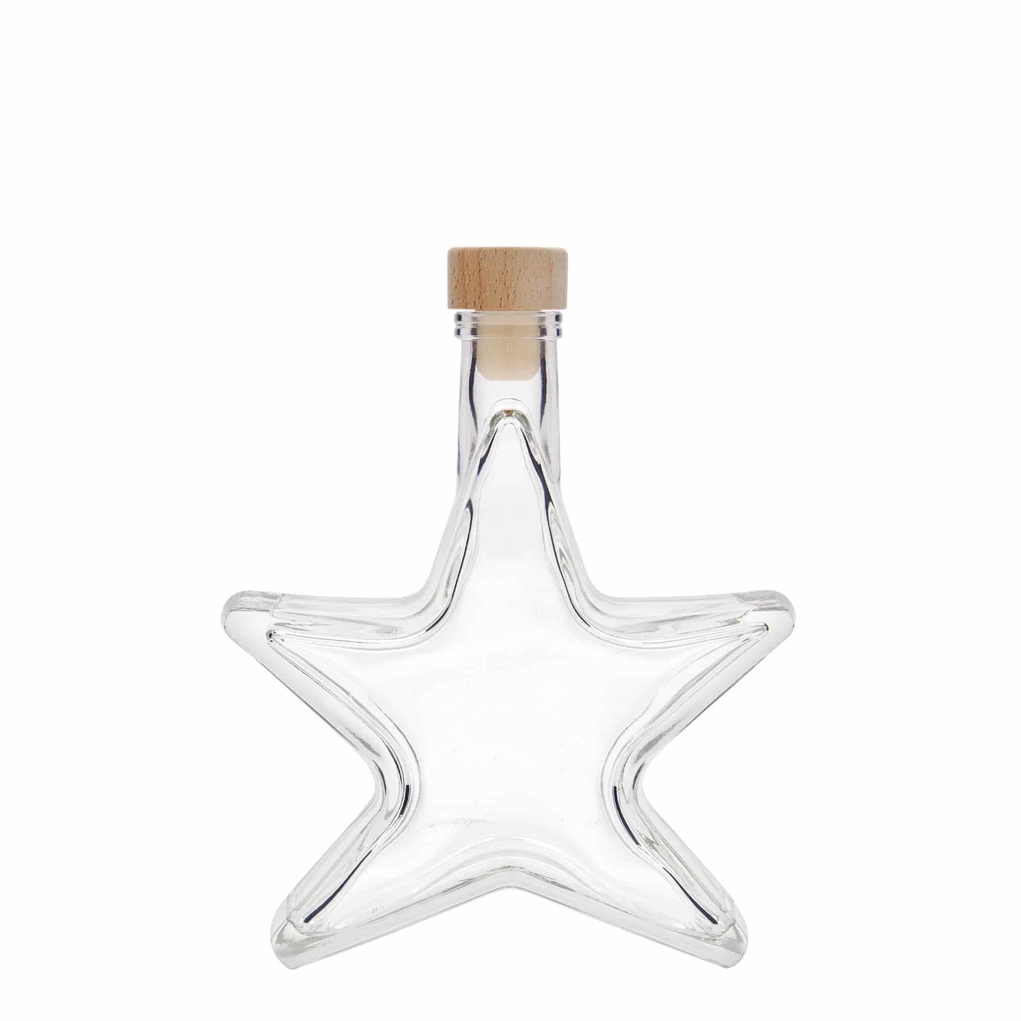 Botella de vidrio de 200 ml 'Estrella', boca: corcho