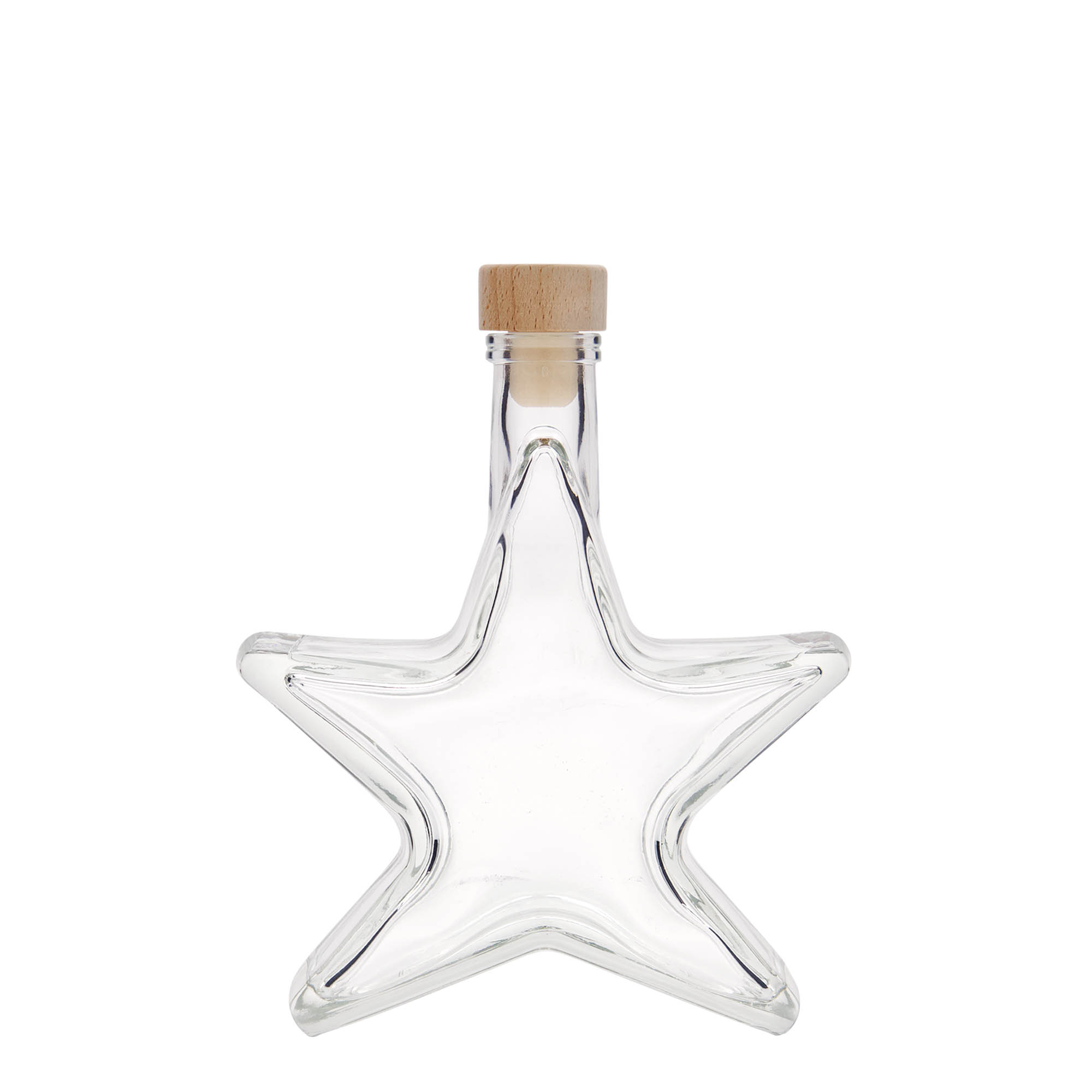 Botella de vidrio de 200 ml 'Estrella', boca: corcho