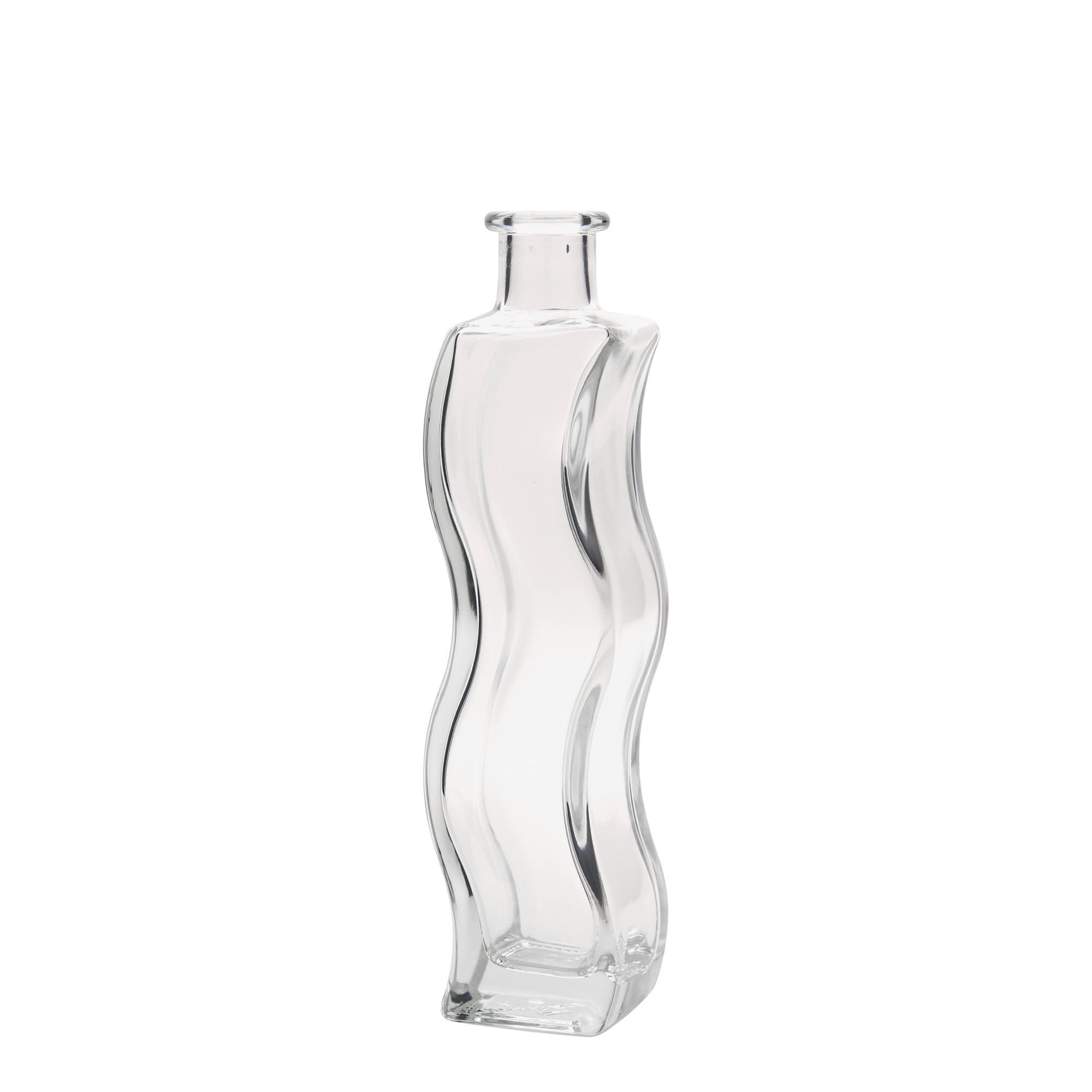 Botella de vidrio de 200 ml 'Ola', cuadrada, boca: corcho