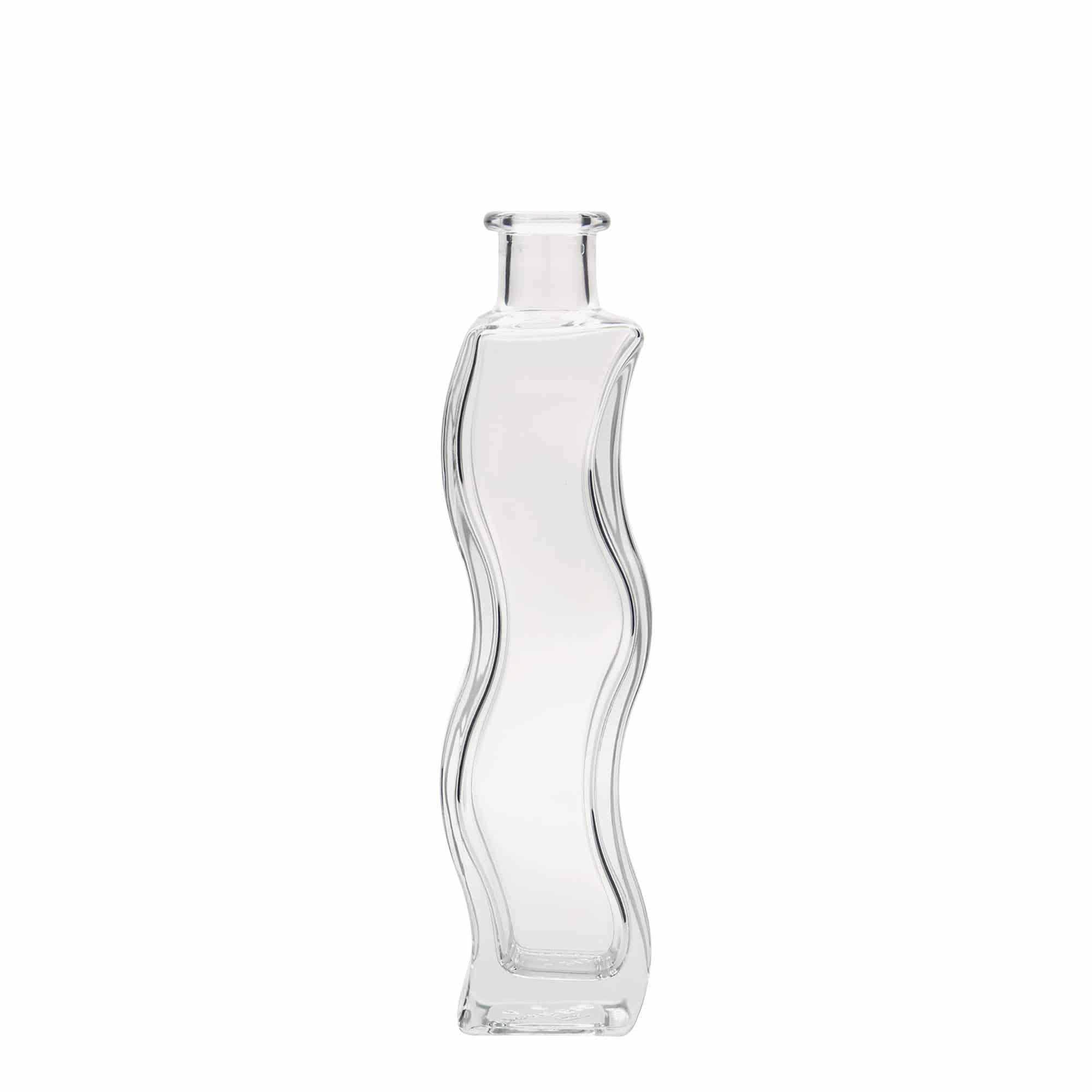 Botella de vidrio de 200 ml 'Ola', cuadrada, boca: corcho